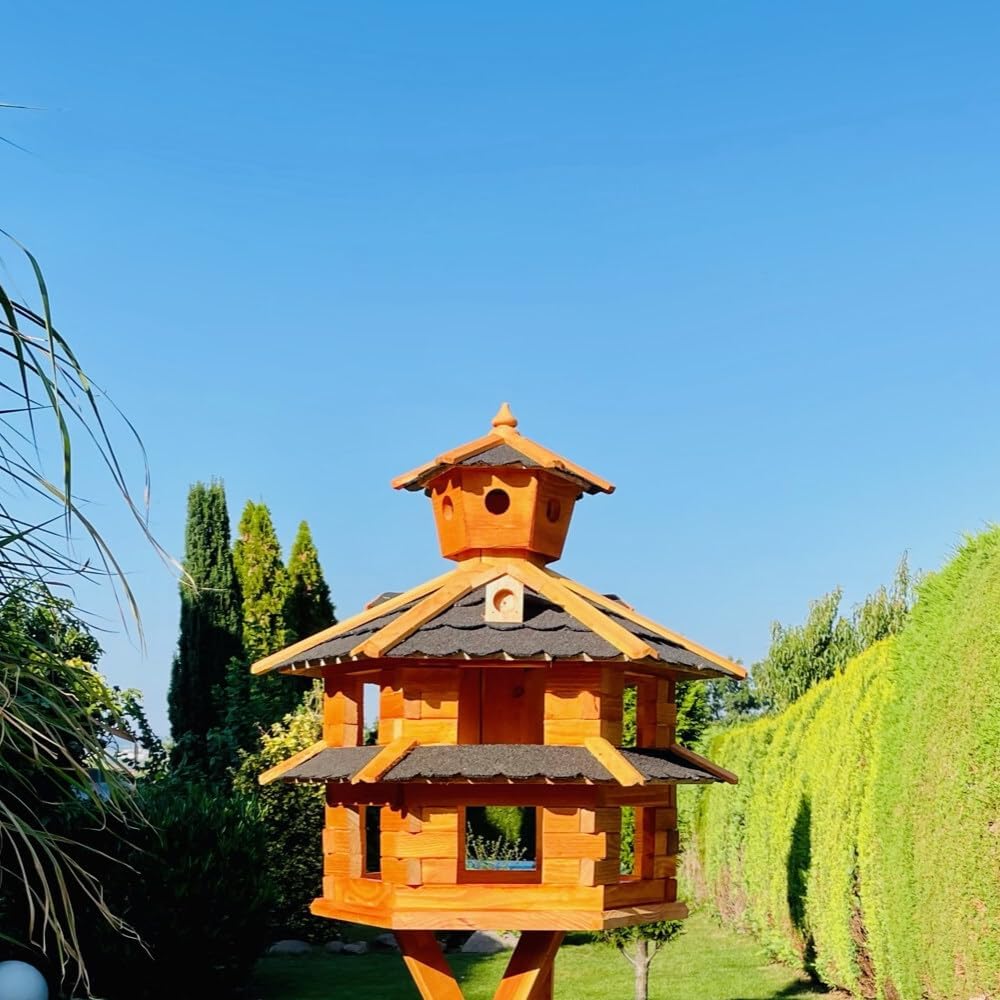 Vogelvilla Futterhaus, Größe XXL ohne Ständer Schwarz - Braun