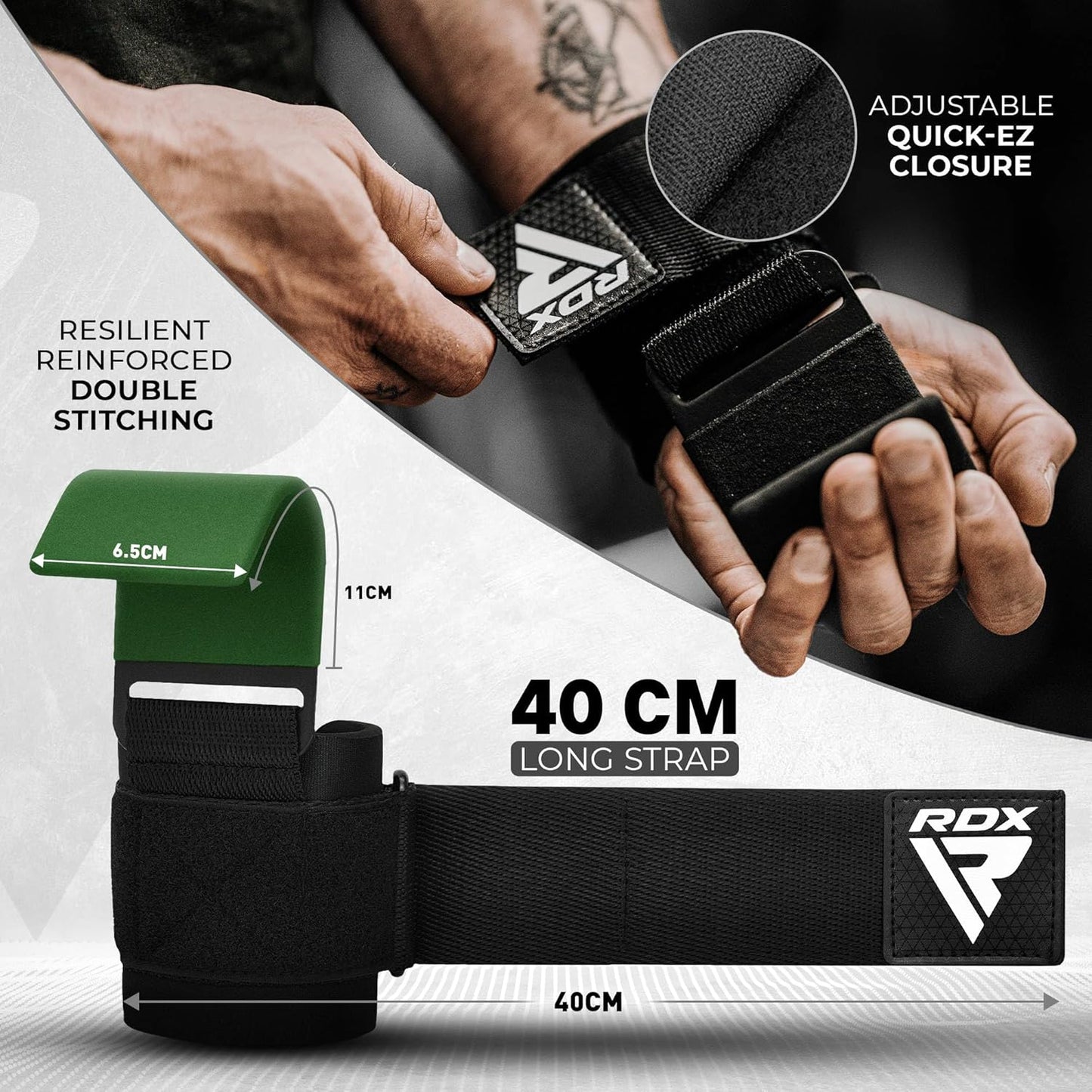 Zughilfen mit Haken für Krafttraining und Bodybuilding, Armeegrün