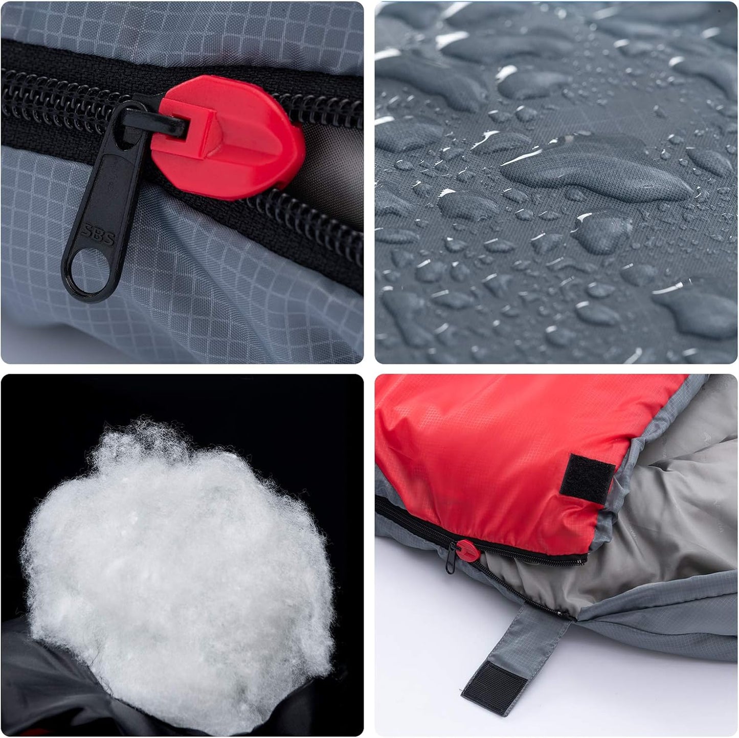 Deckenschlafsack mit Kompressionssack, Grau 4-Saison-Reissverschluss links