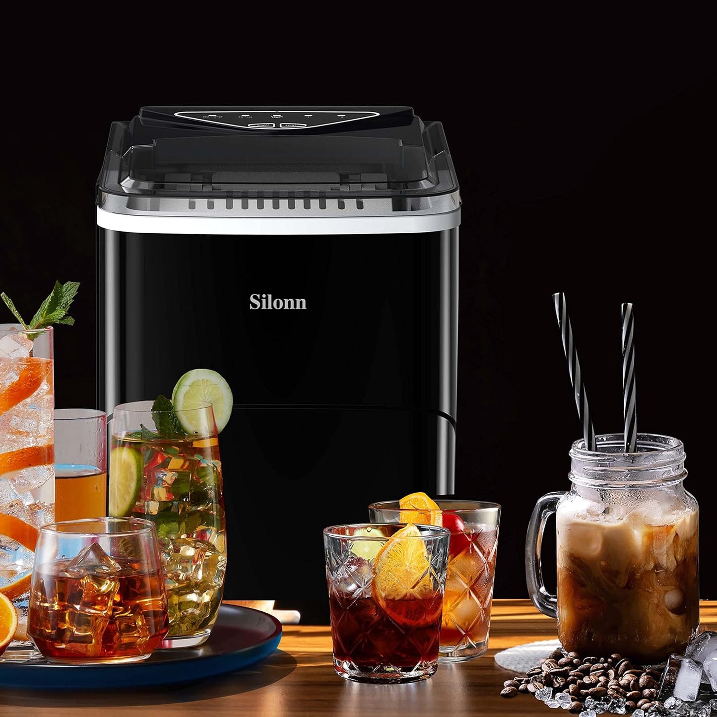 Eiswürfelmaschine, Kapazität 2.0L - 12KG/24H, Schwarz