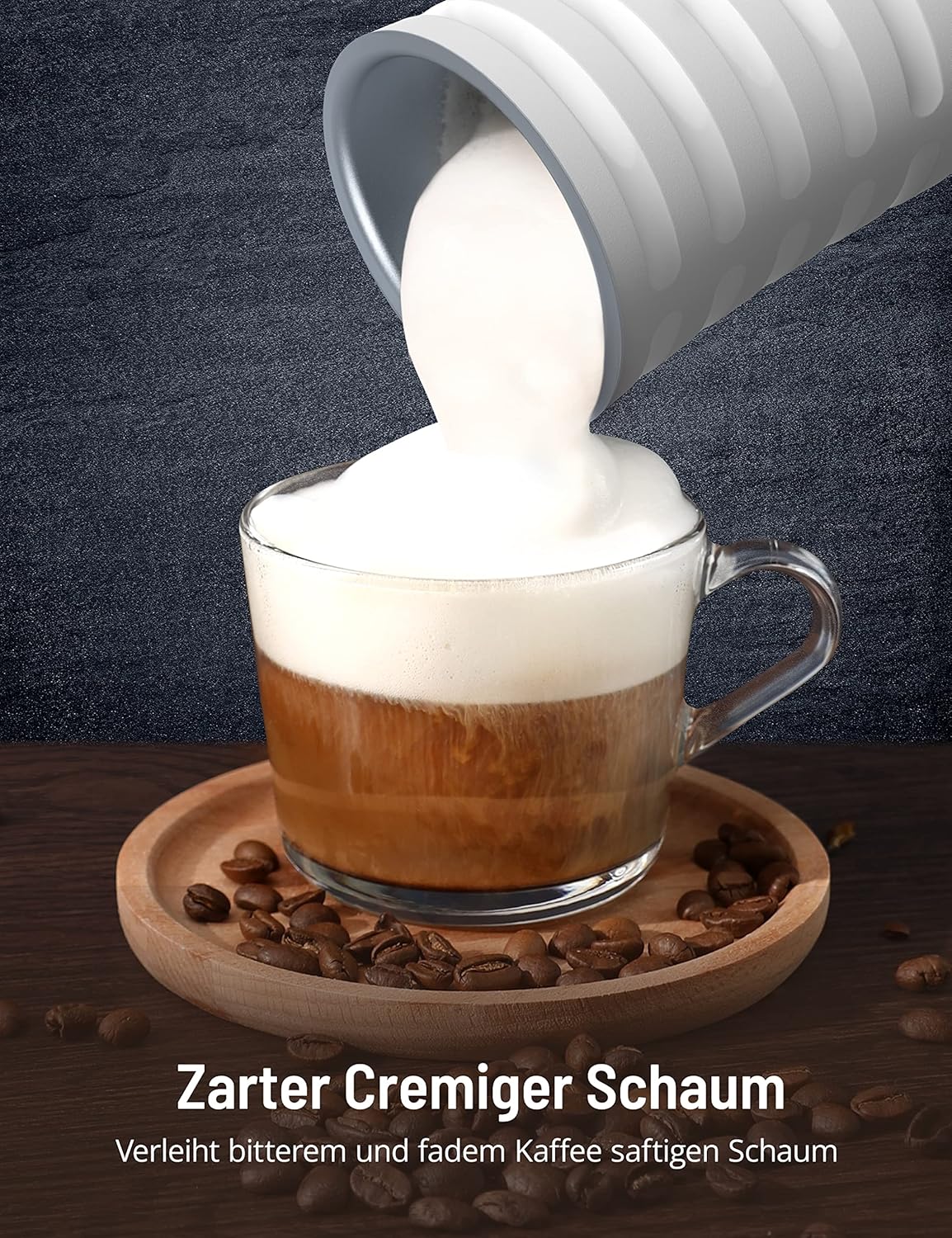 4-in-1 Milchaufschäumer mit Abschaltautomatik, Weiss