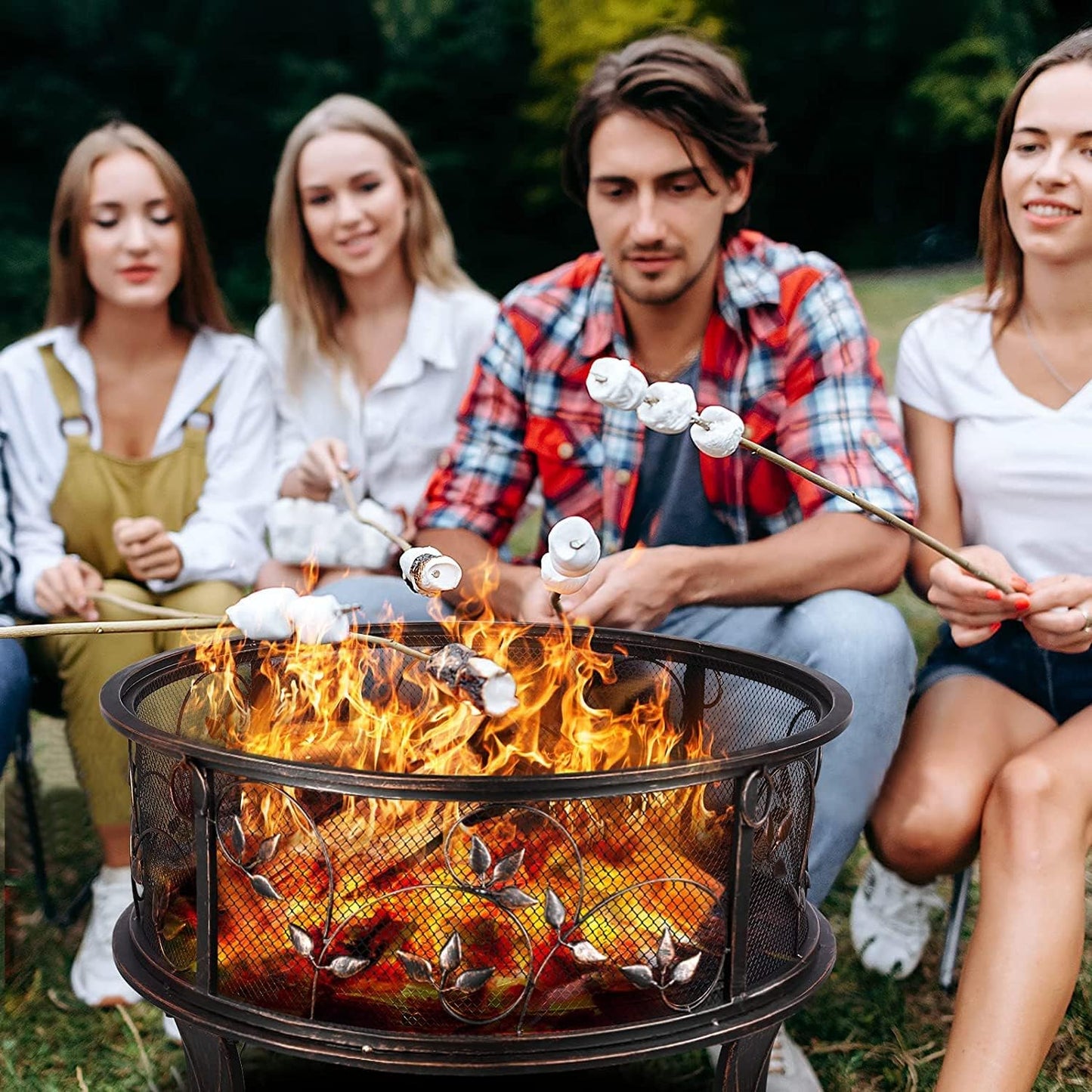 Feuerschale mit Funkenschutz, Zeder