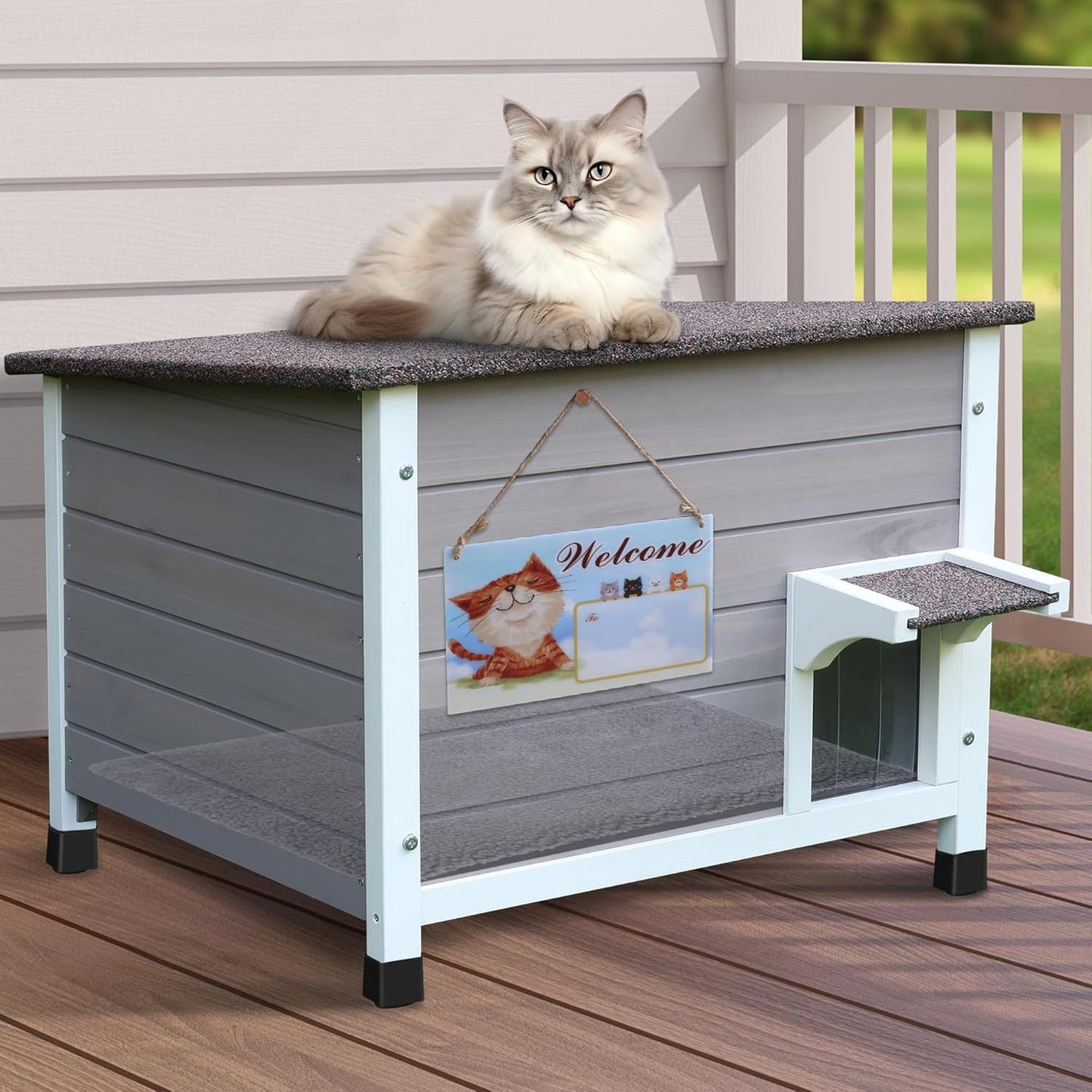 Isoliertes Outdoor-Katzenhaus mit Matte, wetterfest, Häuser mit Matte