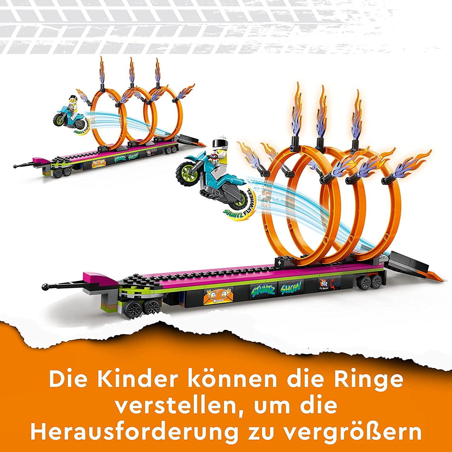 60357 City Stunttruck mit Feuerreifen-Challenge, Konstruktionsspielzeug, Single