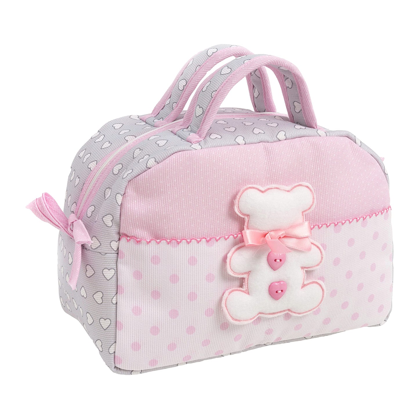 Kosmetikkoffer für Babypflegeprodukte, Grau und Rosa