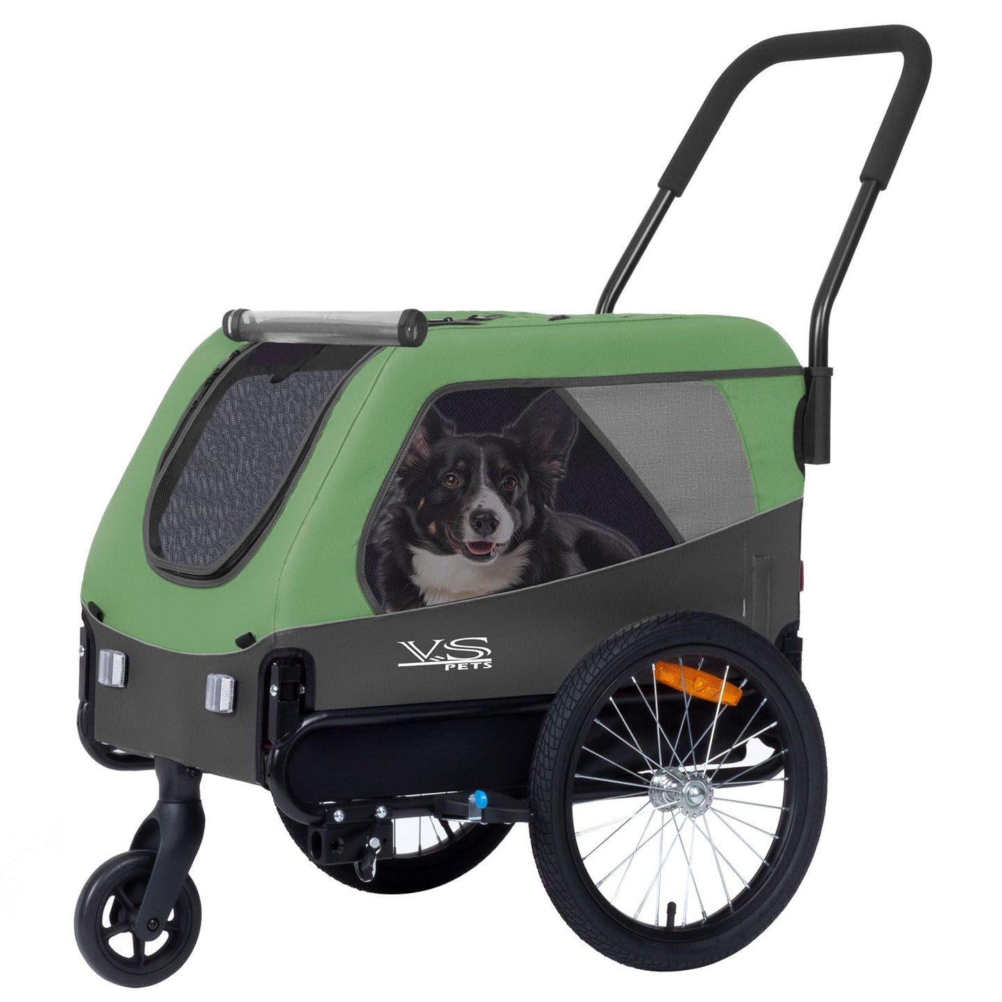VS 2in1 Hundeanhänger & Buggy, Grün/Grau