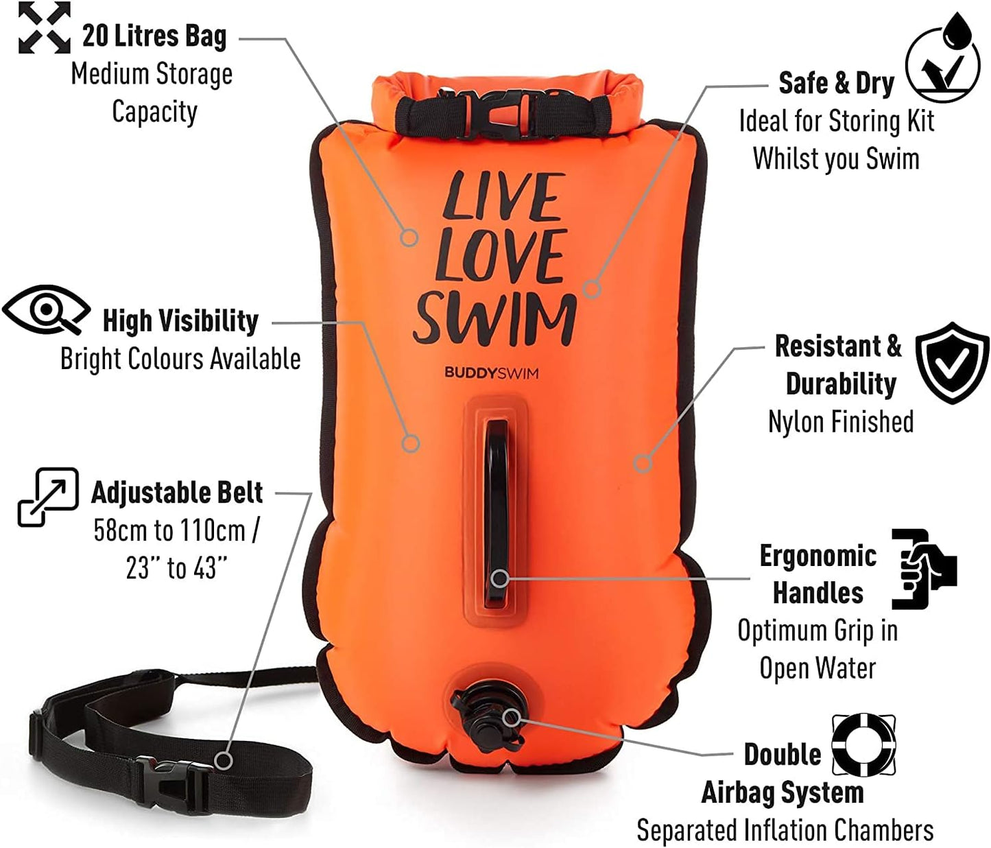 Schwimmboje mit Badekappe, Orange