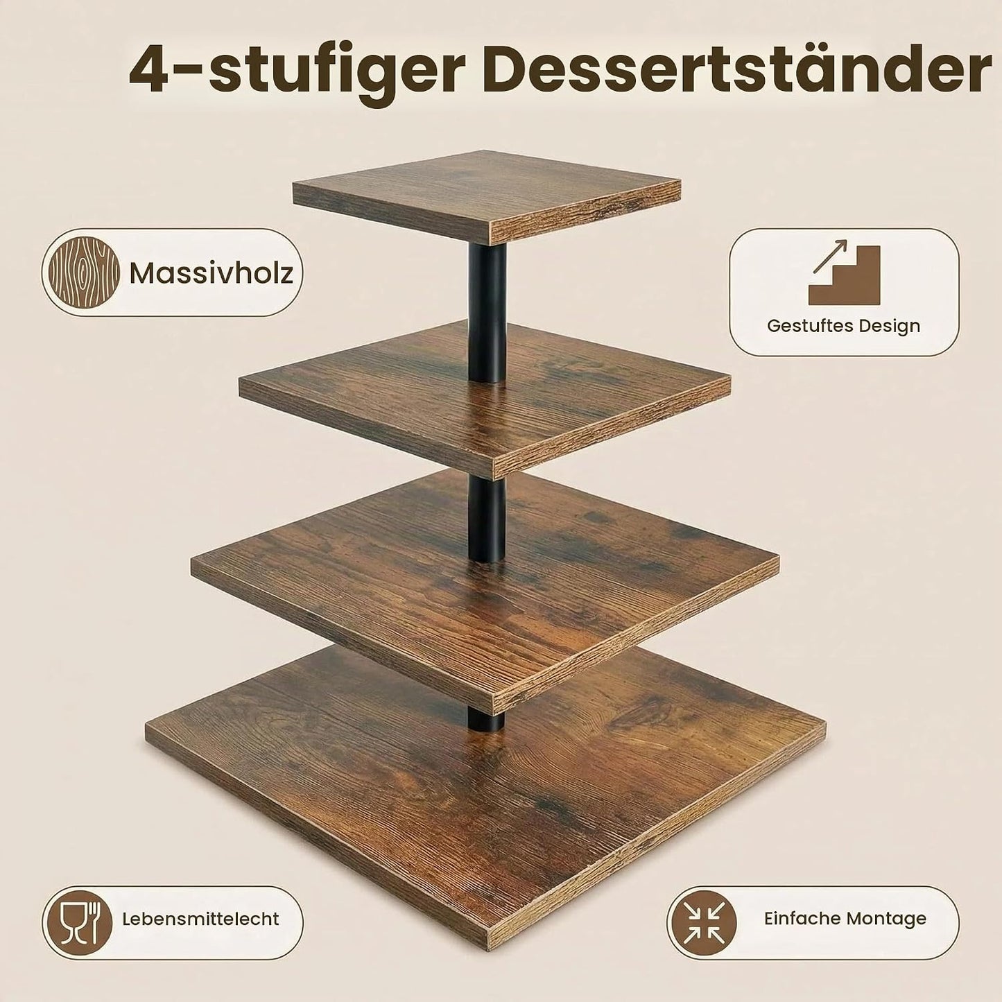 4-stöckige Etagere, Holzfarbe