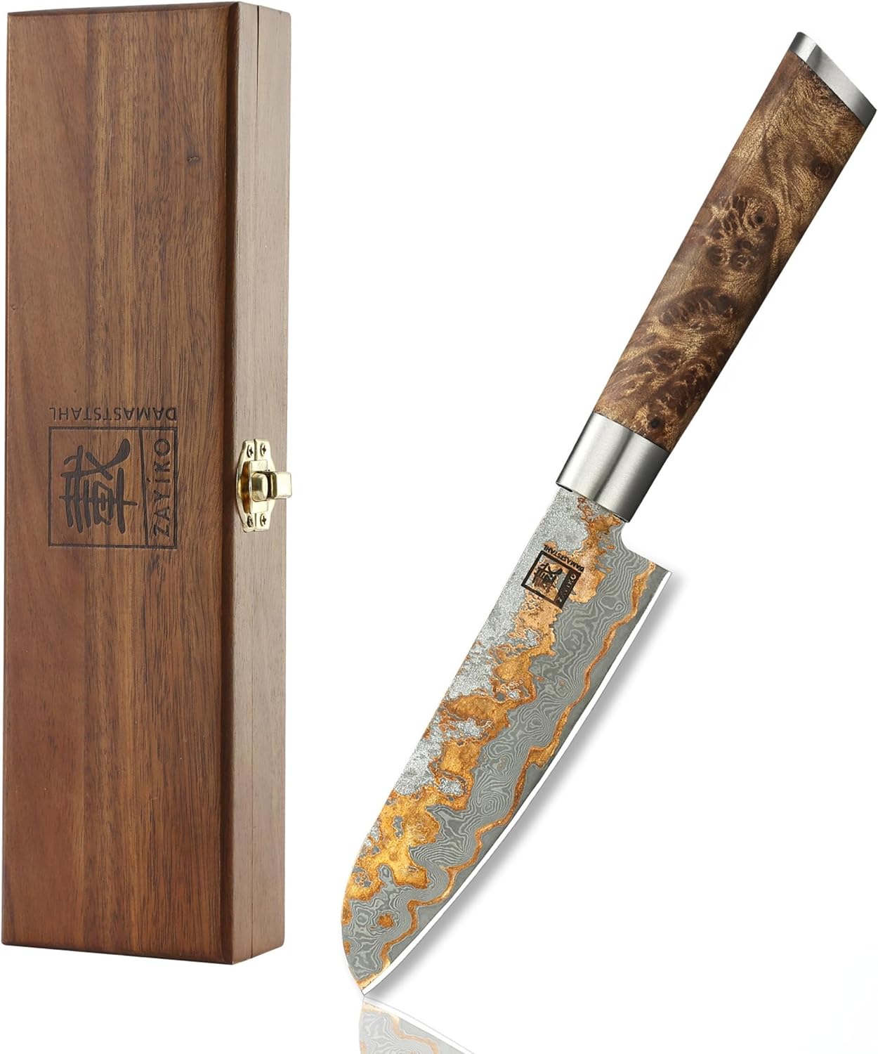 MysticMagma Damastmesser Santoku, Santoku (Klein)