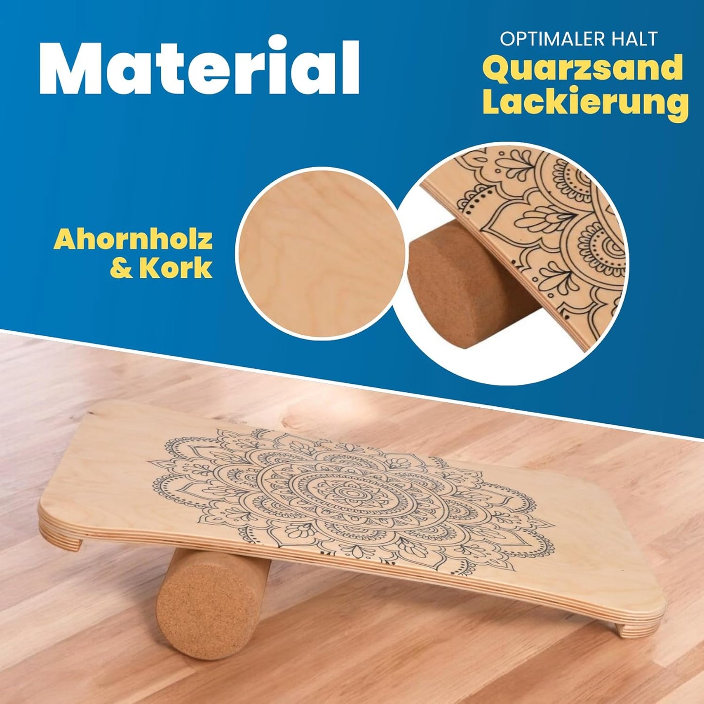 Balance-Board Starter Set mit Korkrolle, oval