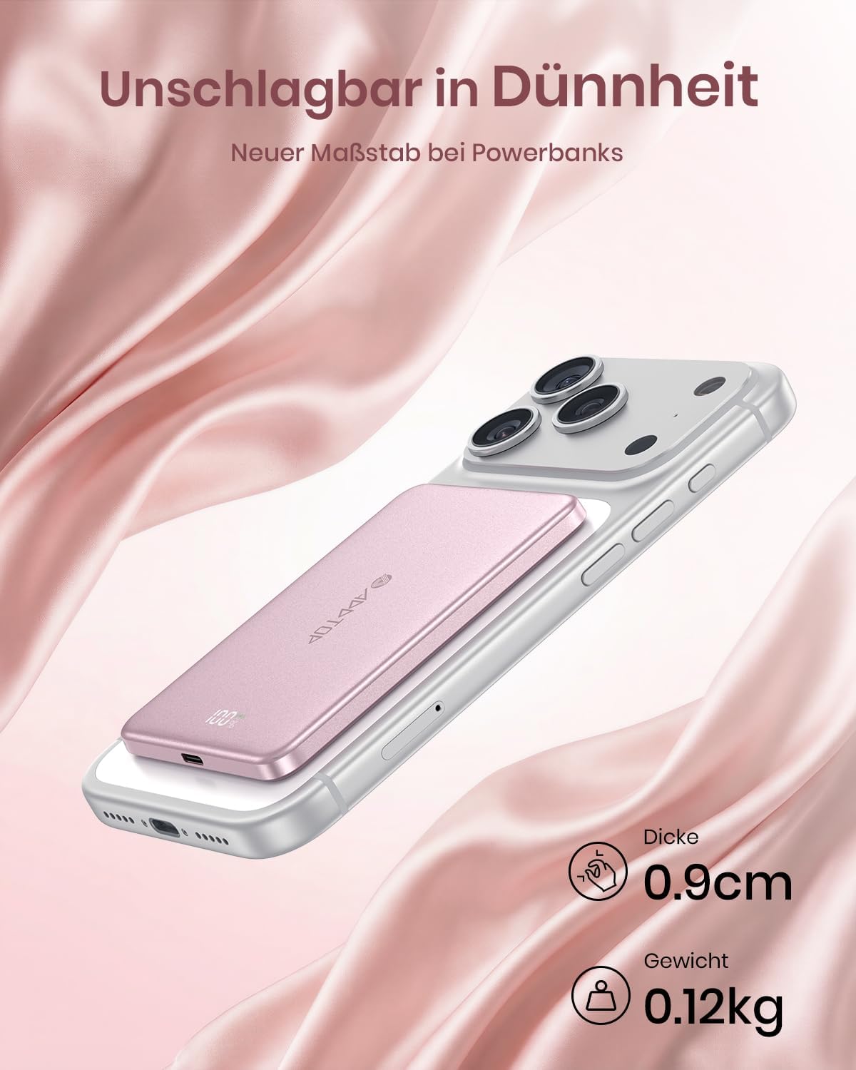 Magnetische Powerbank, Rosa