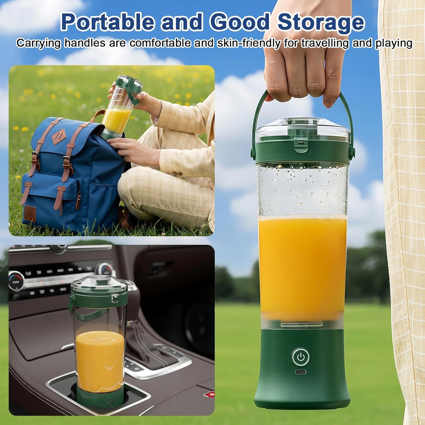 Tragbarer Mixer für Shakes und Smoothies, 8.5 cm x 8.5 cm x 28.5 cm Schwärzlichgrün