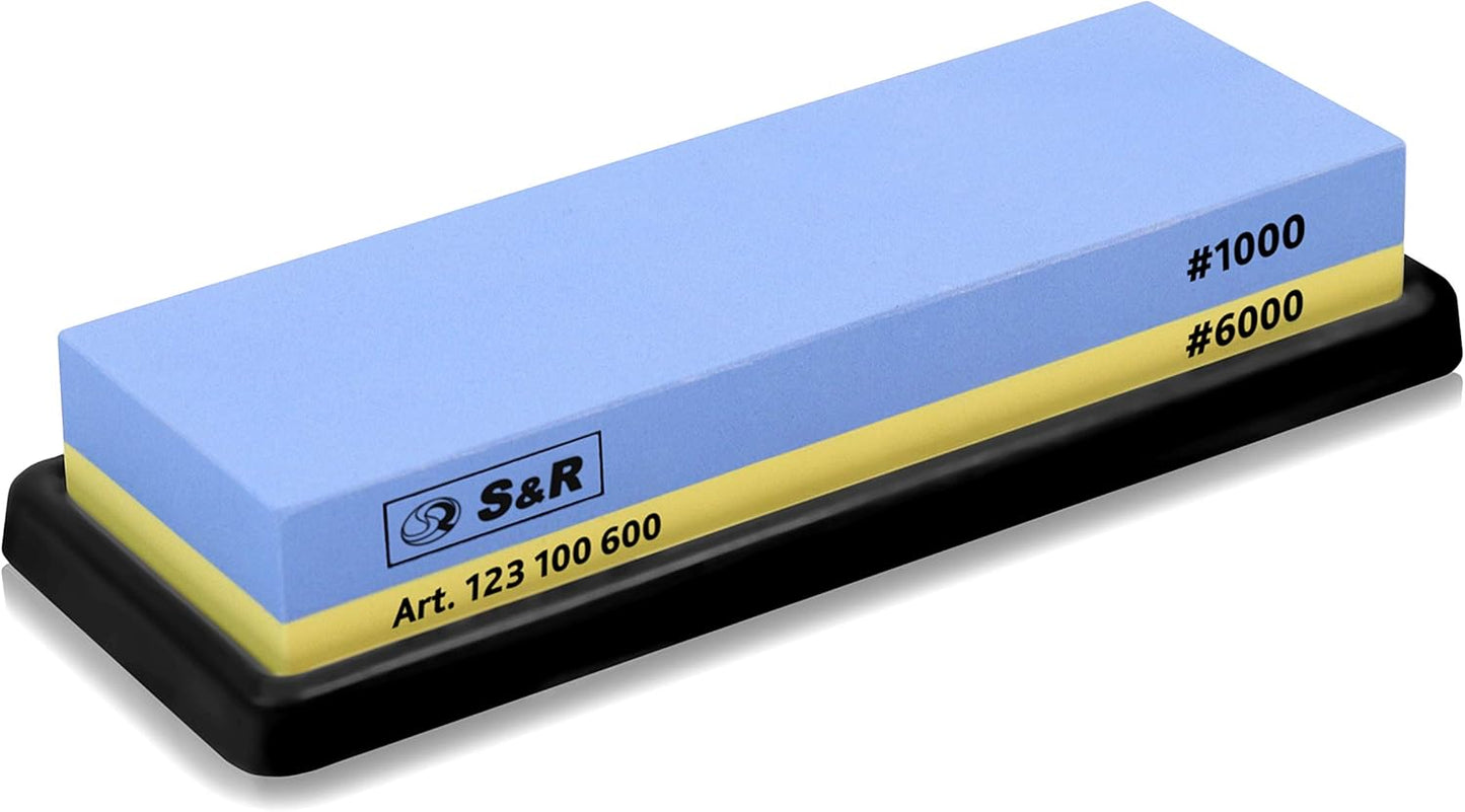 Doppelseitiger Schleifstein, 3. Körnung 1000/6000 + Halter