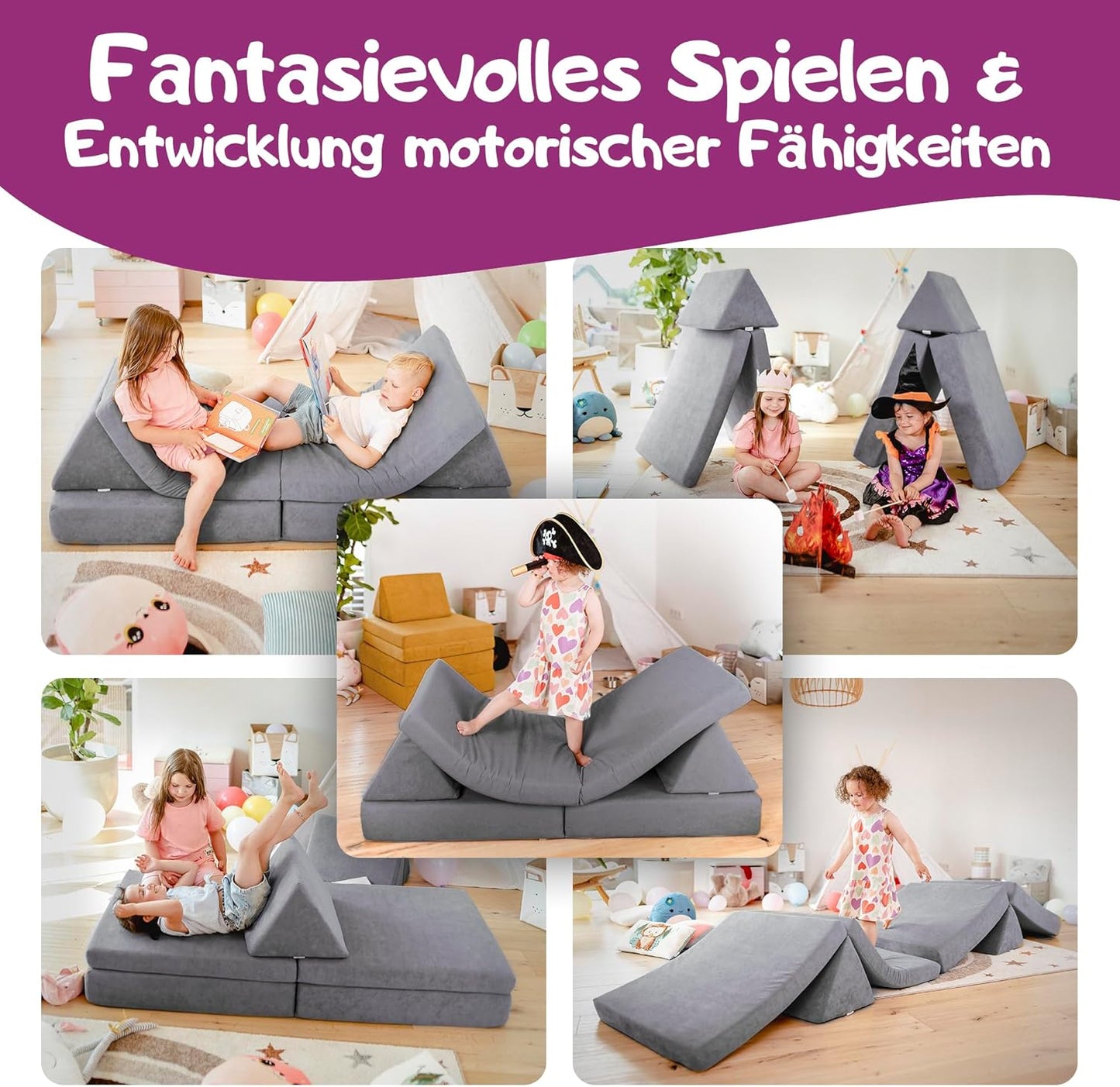 Spielsofa für Kinder, Delfingrau