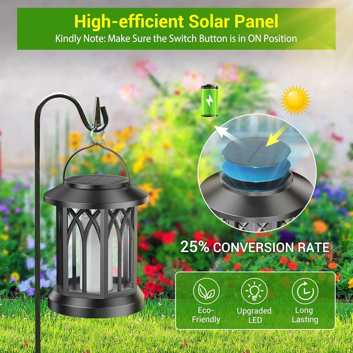 Solar-Hängelaternen mit Flammeneffekt, 2 Stück, Schwarz 2