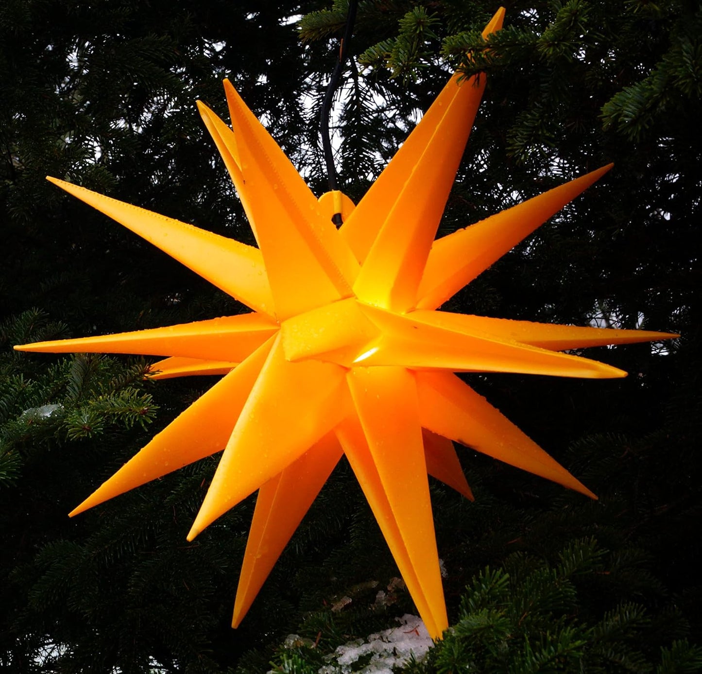 3D Weihnachtsstern mit LED und Kabel, Ø 35 Cm Trafo Gelb