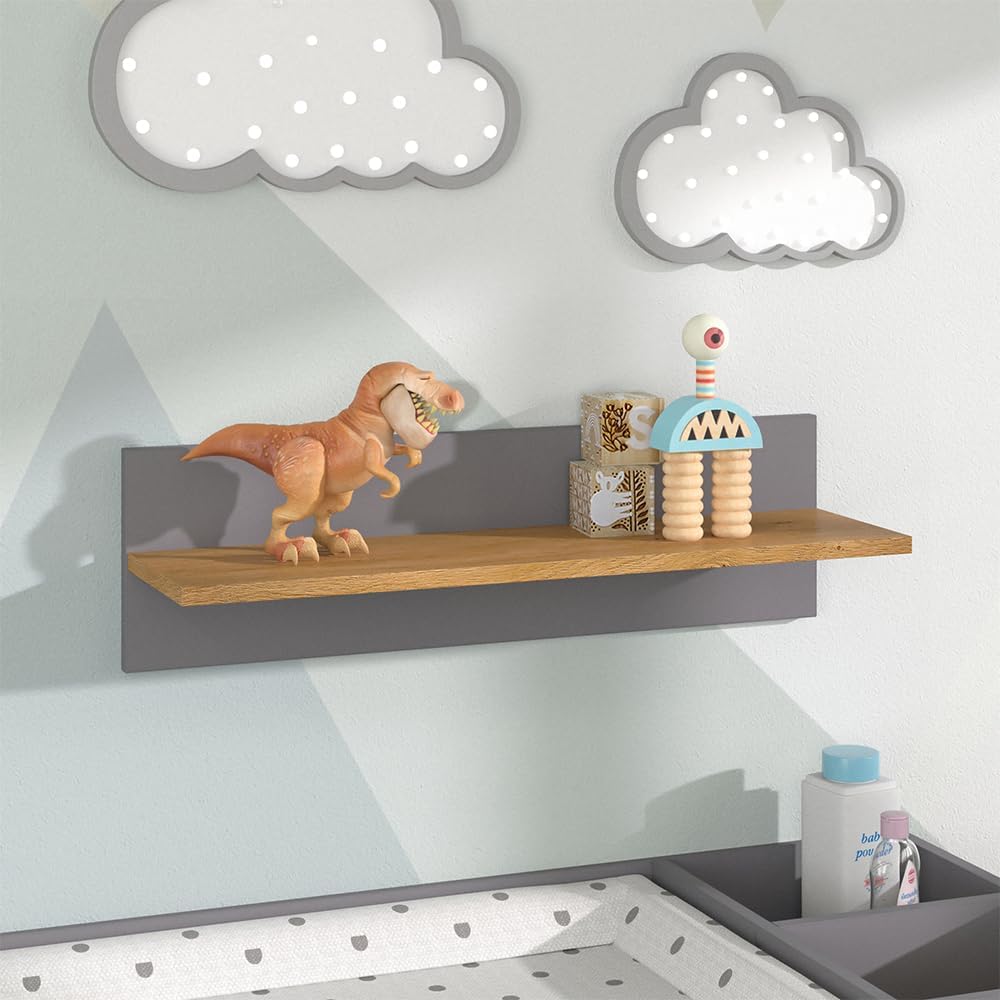 Wandregal Malia für Kinderzimmer, Grau