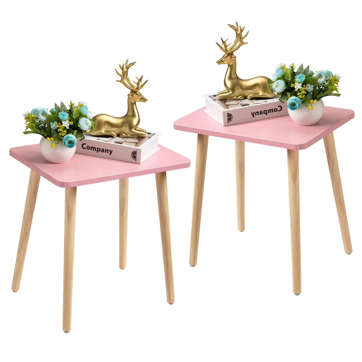 2er-Set Beistelltisch, Rosa 2 Stück