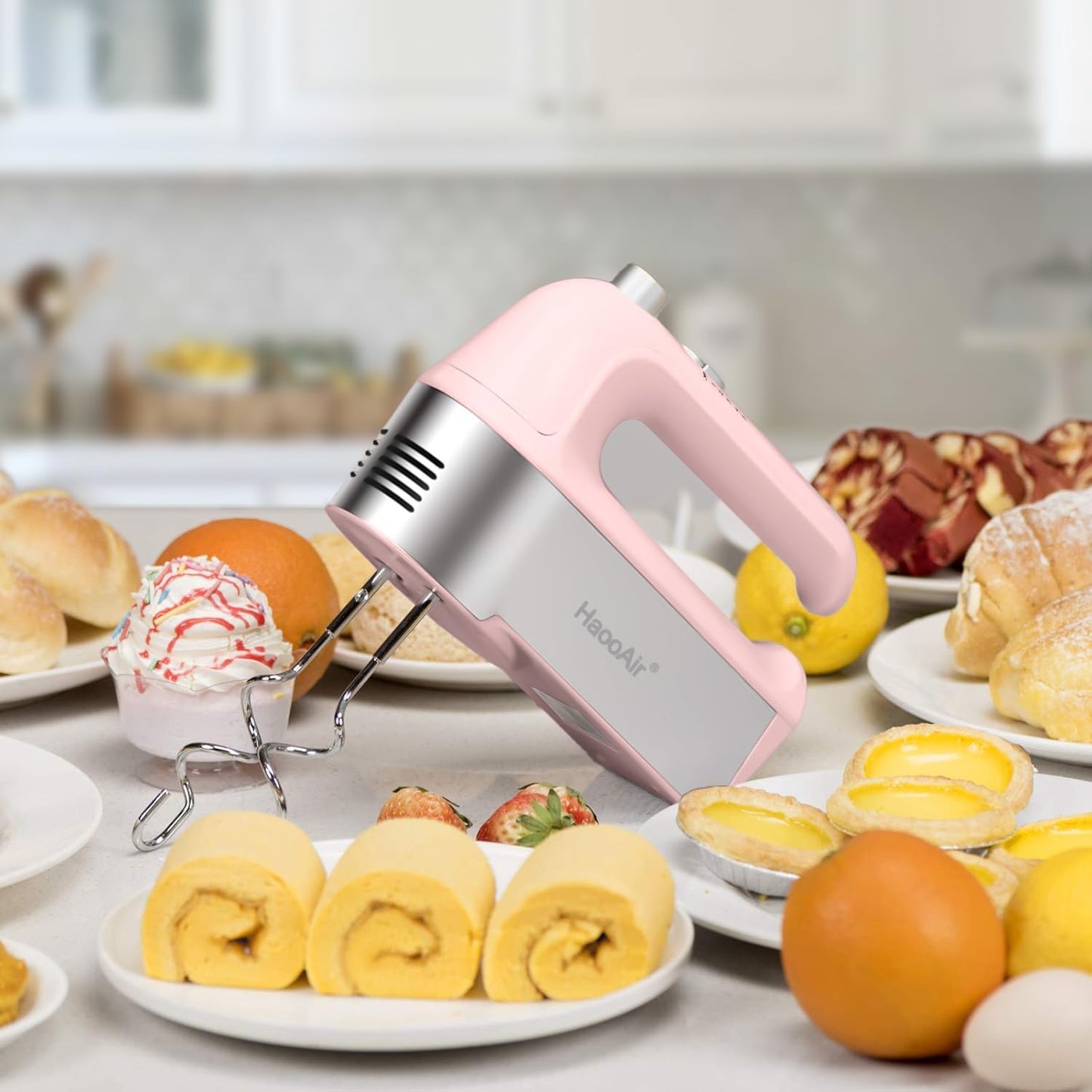 Handmixer mit Zubehör, Pink