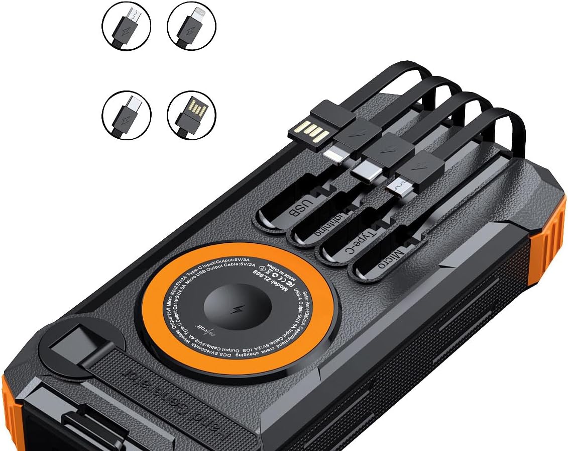 PB-830 Kurbel-Solar-Powerbank, 2 Stück, mit Taschenlampe und Kompass