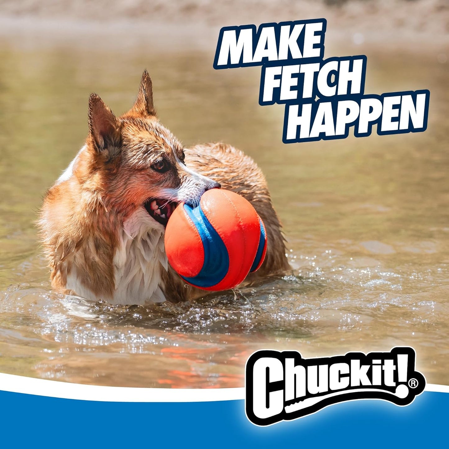 Kick Fetch Hundeball, Mehrfarbig/Meereswellen (Ocean Tides) Large