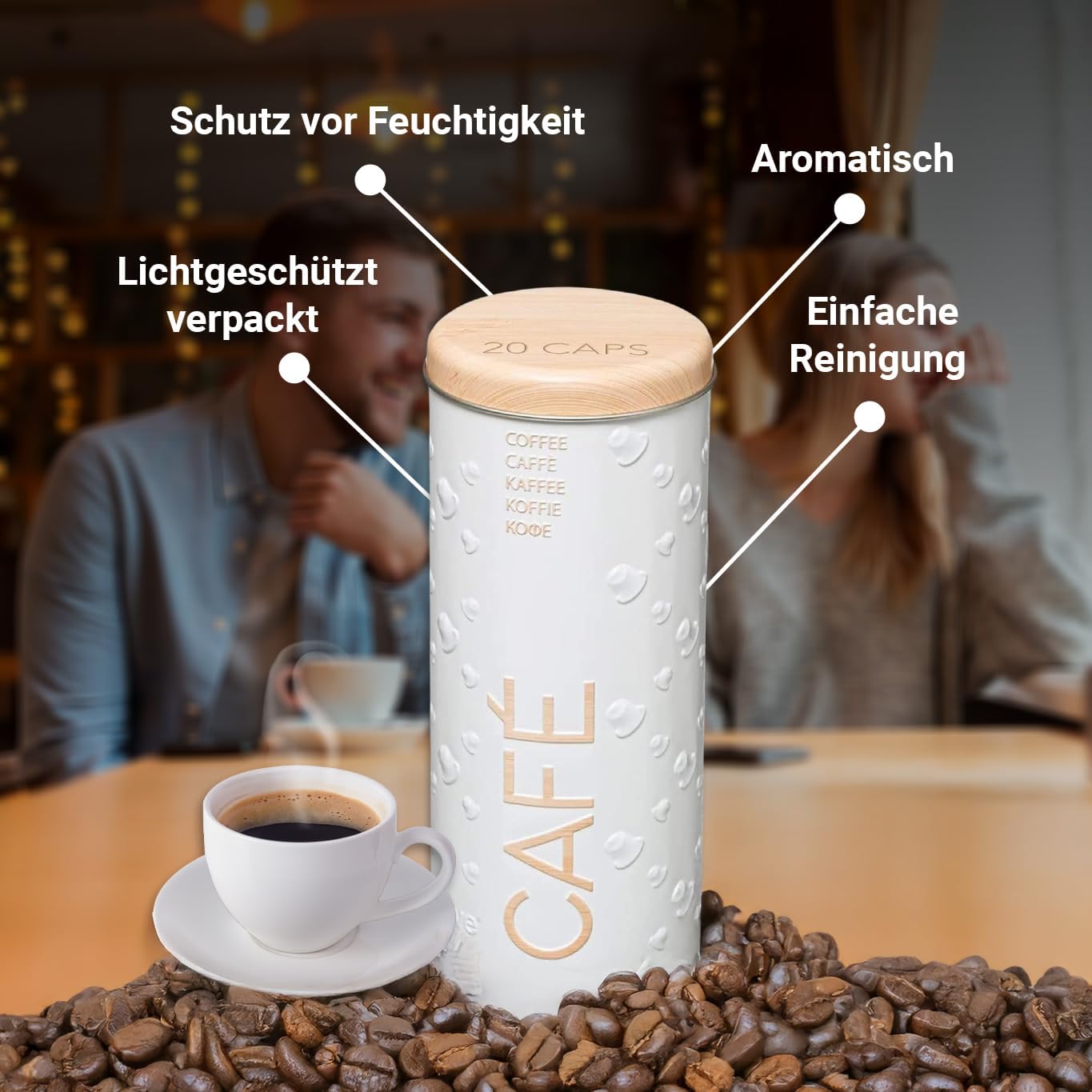 2er-Set Aufbewahrungsdose für Kaffeepads, Weiß