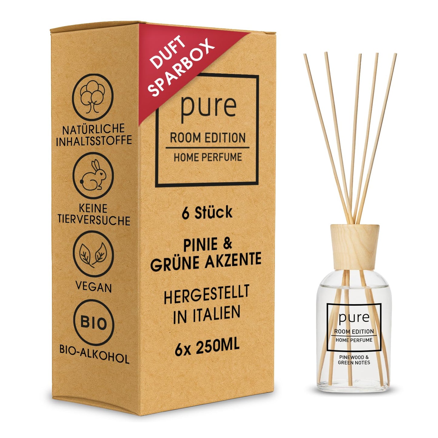 Raumduft Diffuser 6er-Pack Pinie & Grün Akzente, Pinie & Grüne Akzente 250 ml (6er Pack)