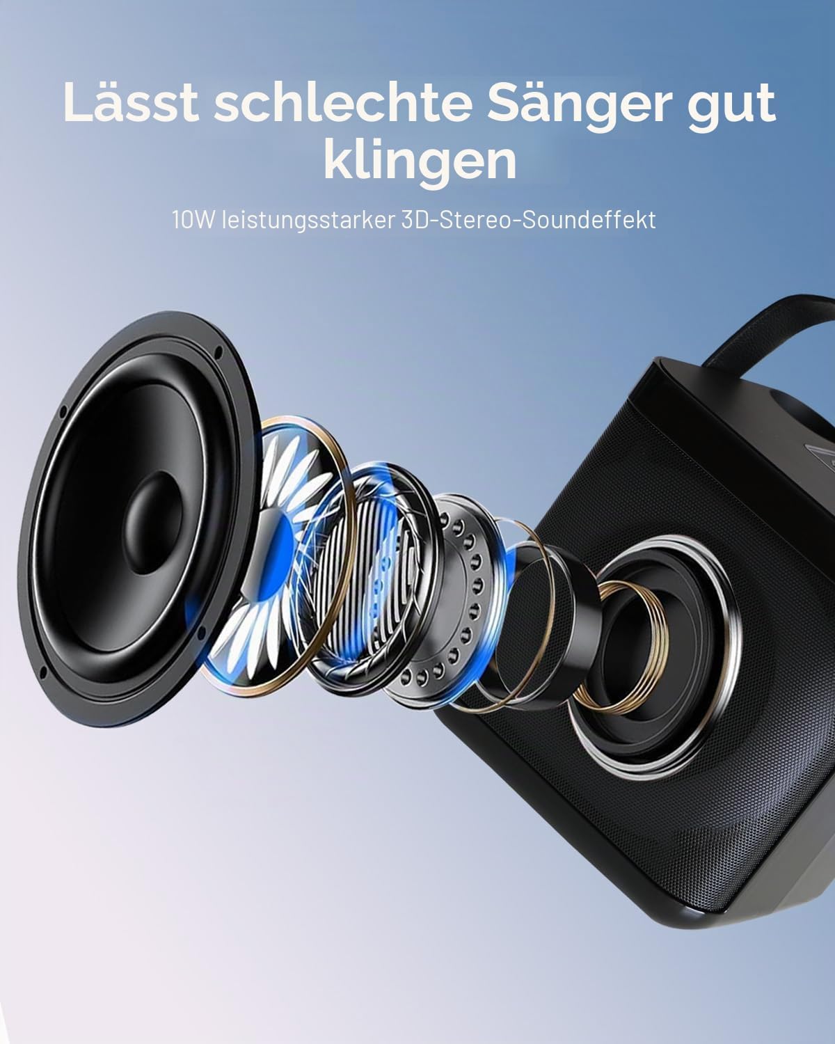 Karaoke-Anlage mit LED und 2 Mikrofonen