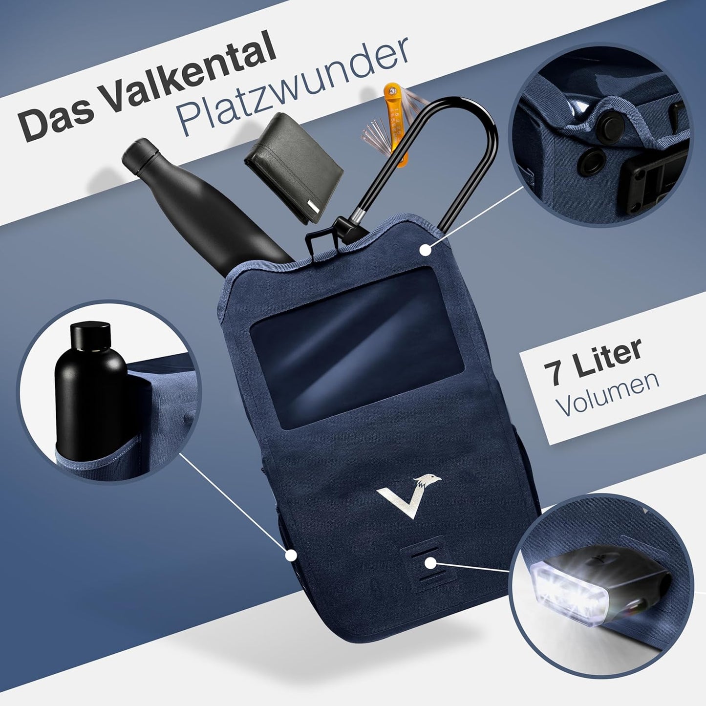Lenkertasche mit Handyfach, Blau Einzeln