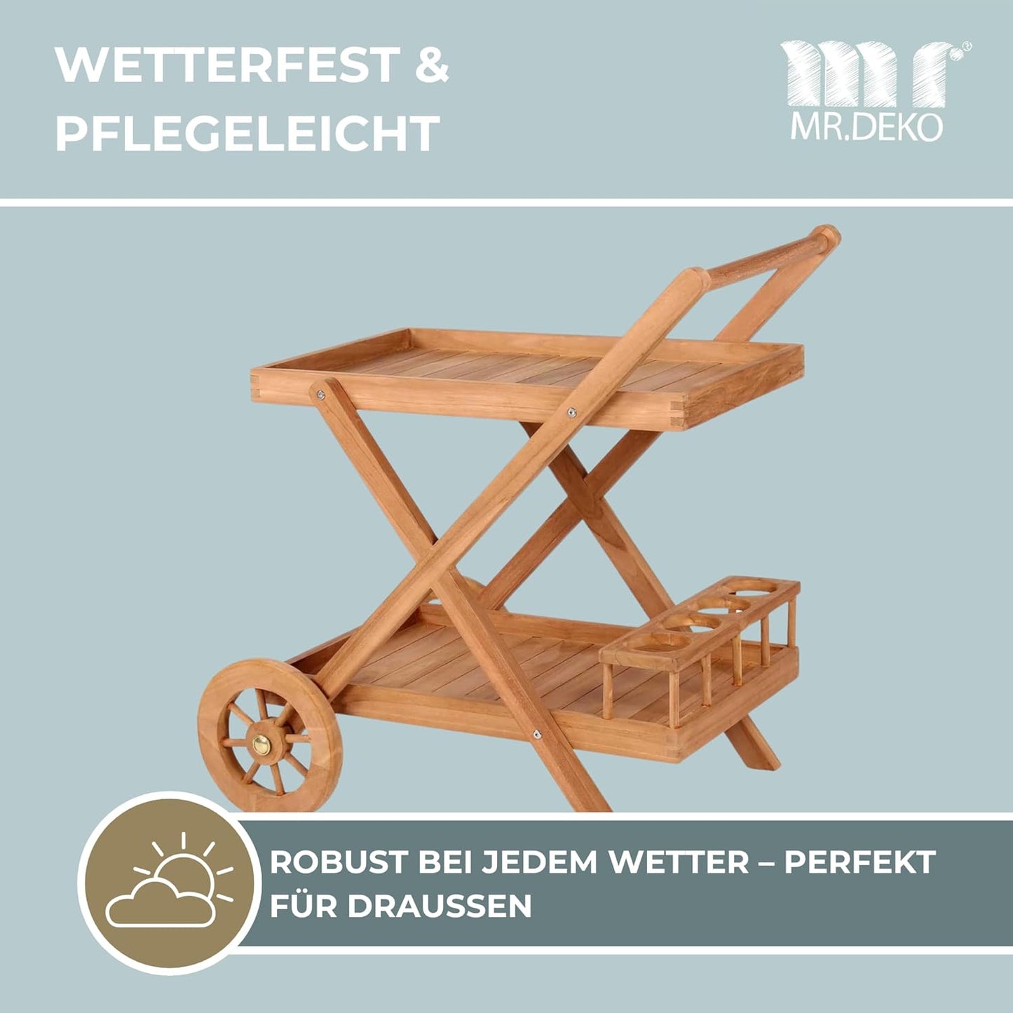 Servierwagen Chester aus Teakholz
