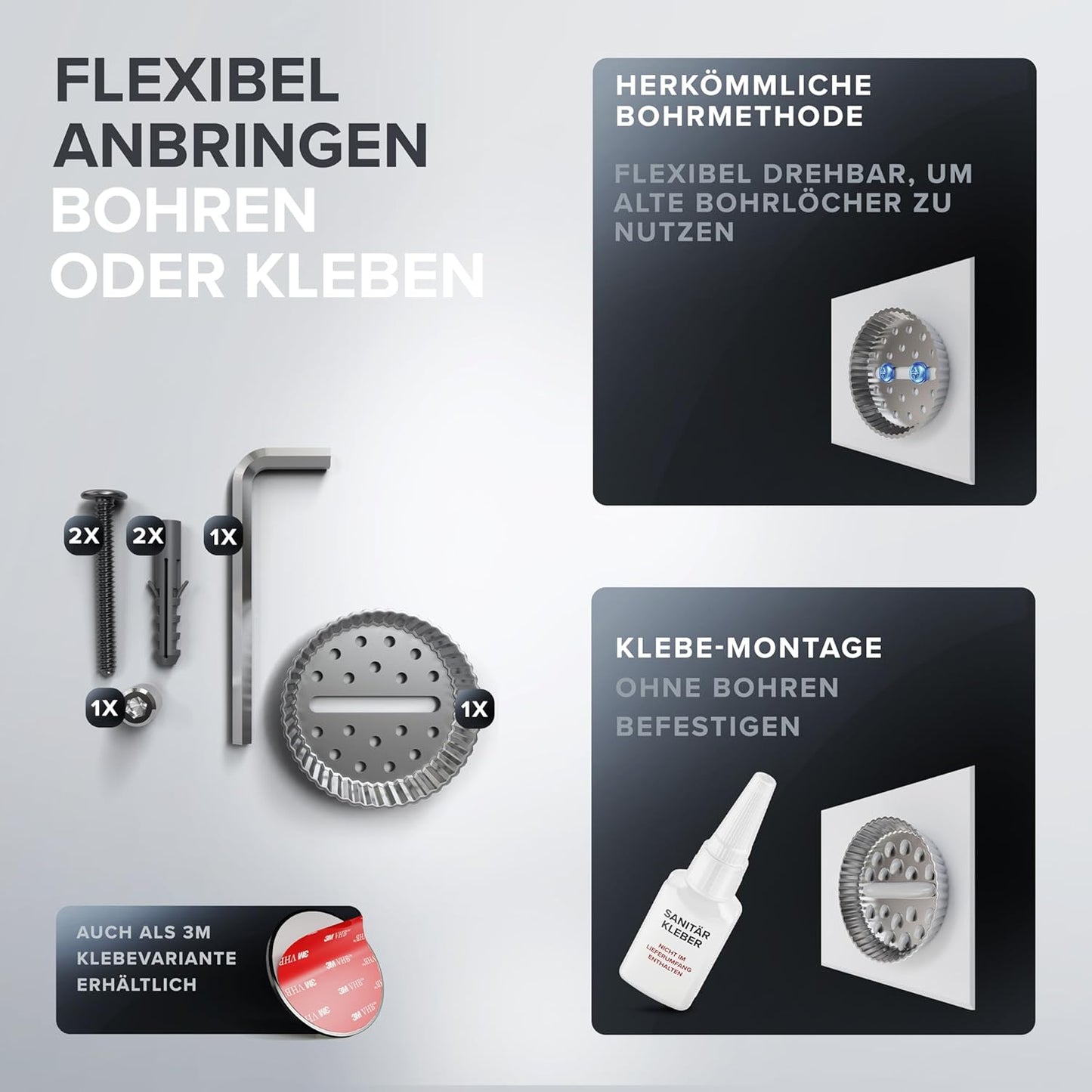 Toilettenpapierhalter für 2 Rollen, Gunmetal Zum Bohren
