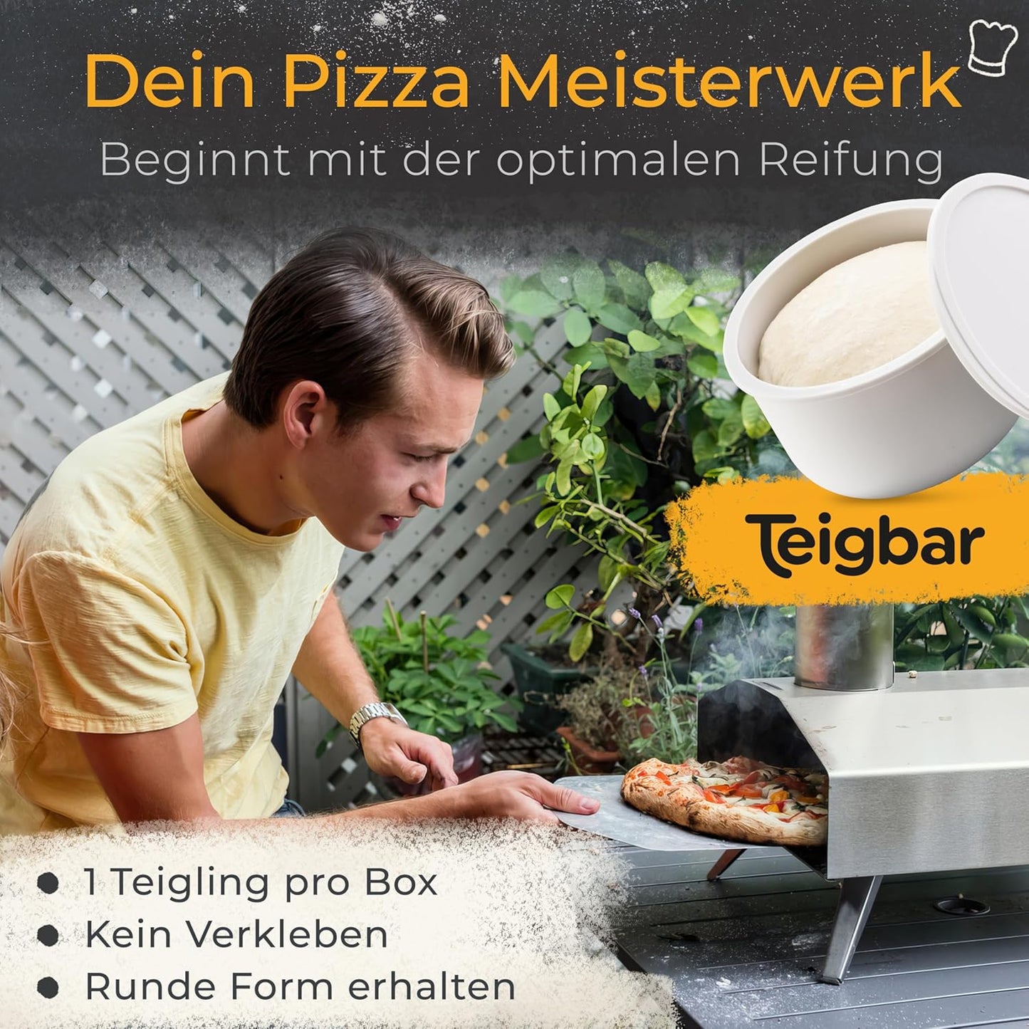 4er-Set Pizzaballenbox mit Deckel, Weiss/Grün 4er Set