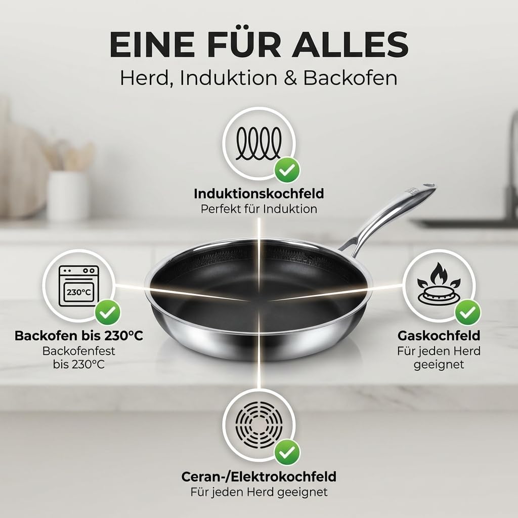 Bratpfanne 28 cm, 28cm I Pfanne I Black