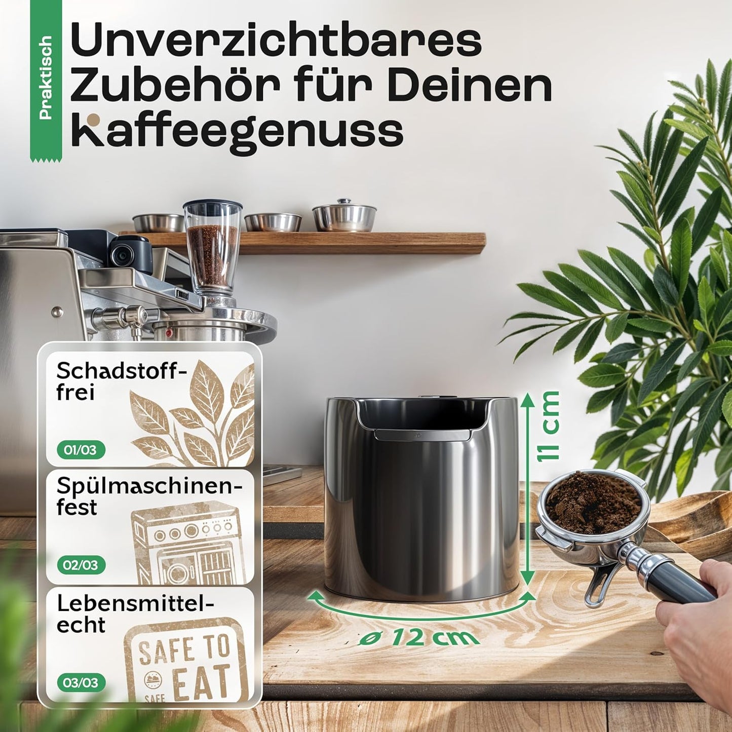 Abklopfbehälter für Siebträger-Maschinen