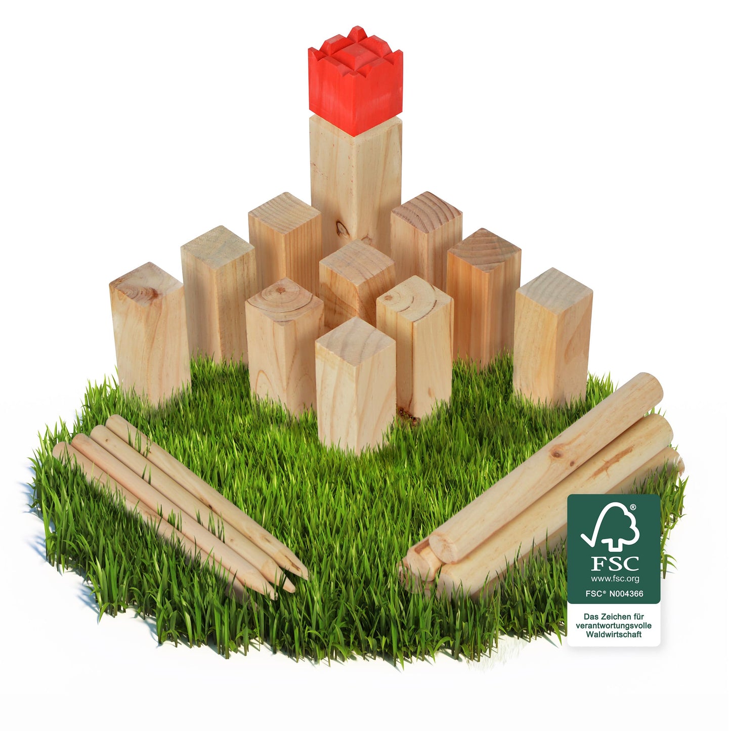 Wikinger Wurfspiel Kubb, Kubb Deluxe - 30 X 7 X7 Cm König