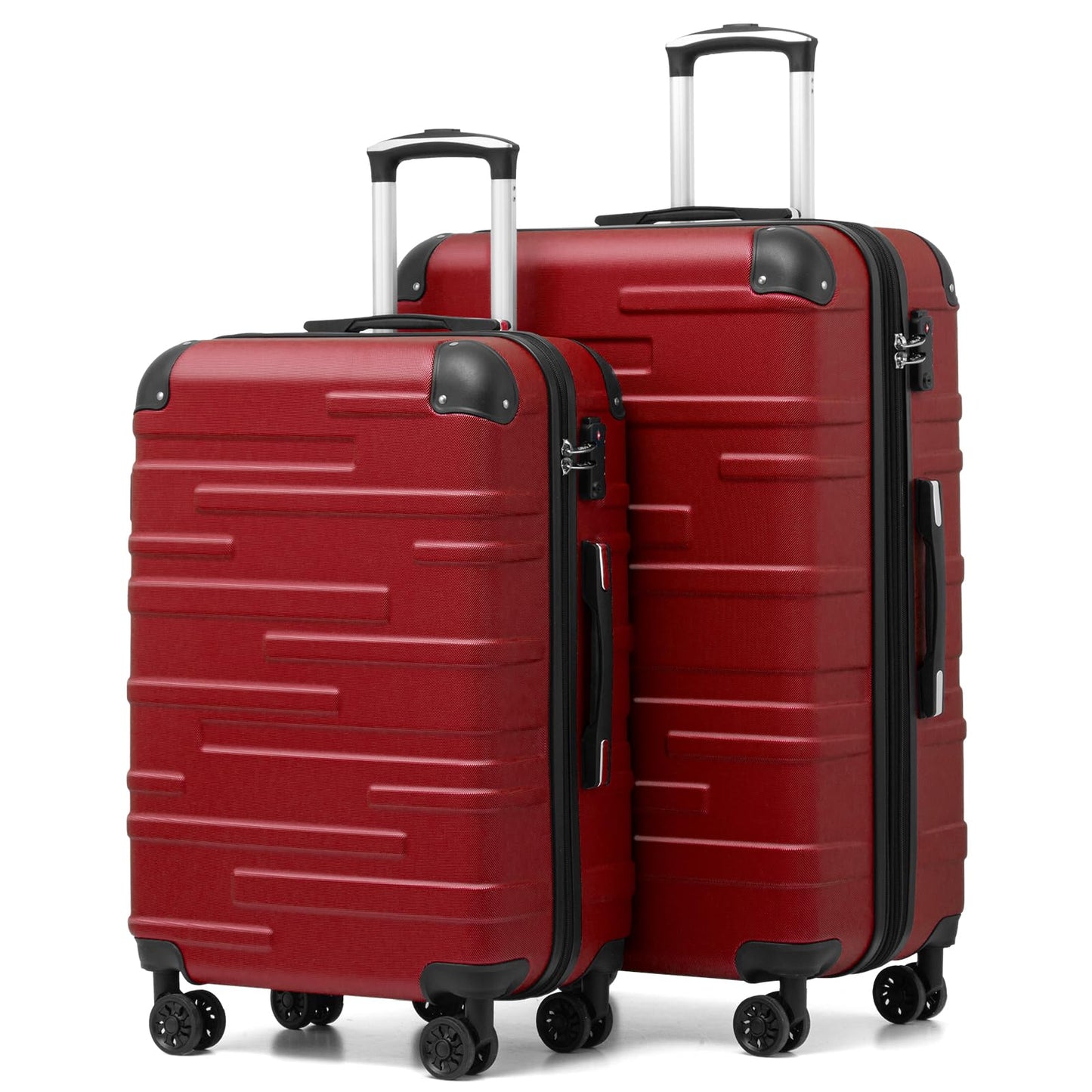 Hartschalen-Reisekoffer-Set (2-teilig, M + L) mit TSA-Schloss, Spinell Rot Set-2tlg(M + L)
