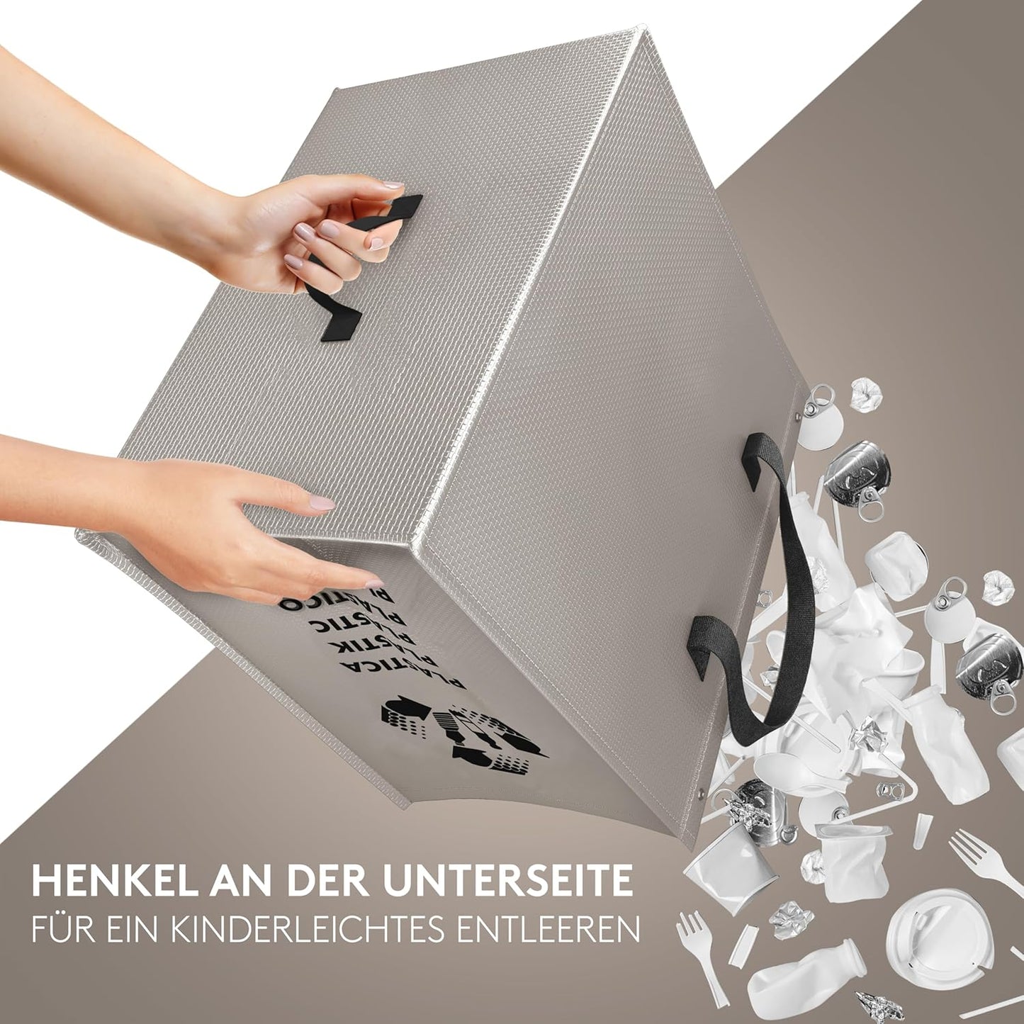 Mülltrennsystem mit 3 Fächern, XL Maxi Grey Edition