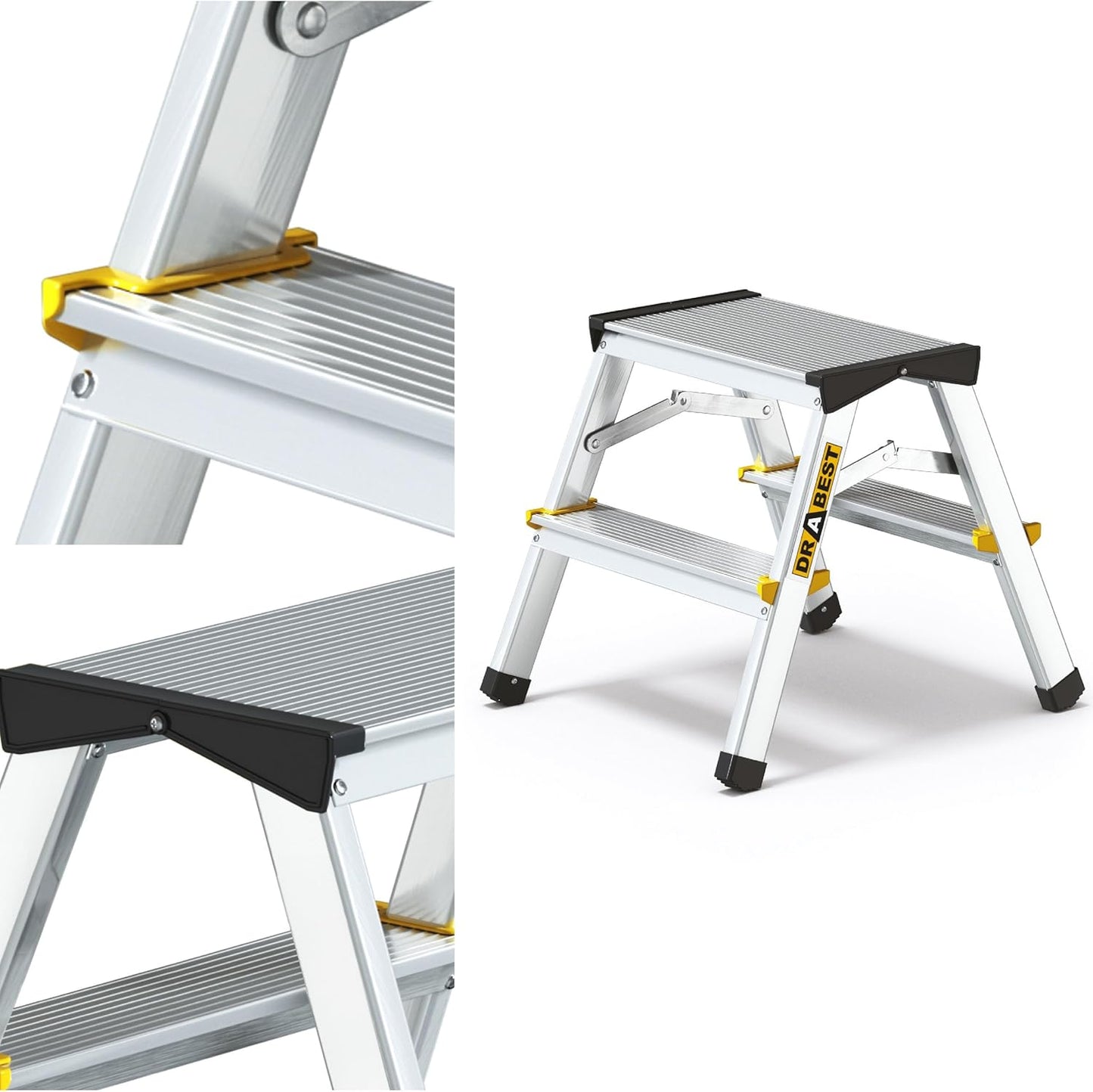 Klappbare Trittleiter mit 2 Stufen, 2 x 2 Stufen