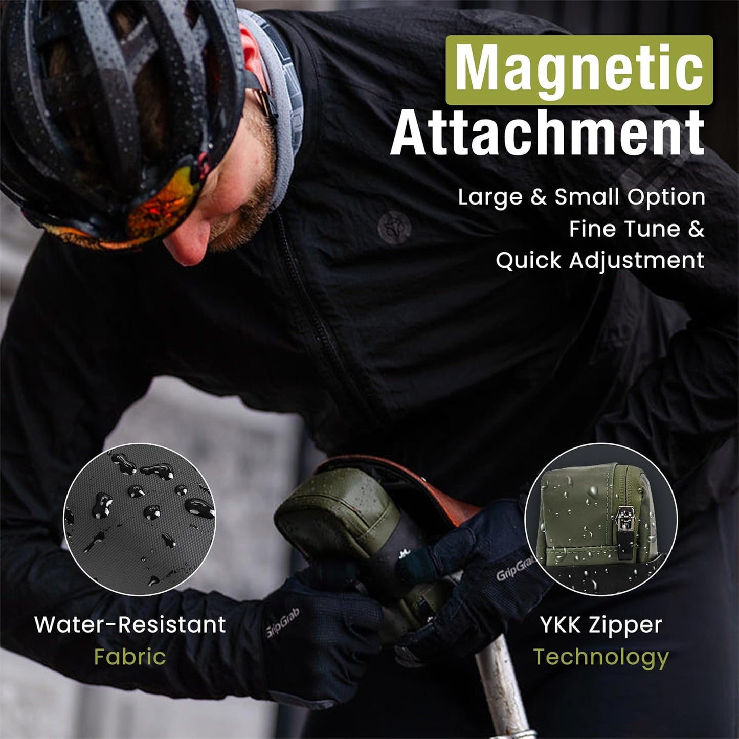 Magnetische Velosatteltasche, Grün S