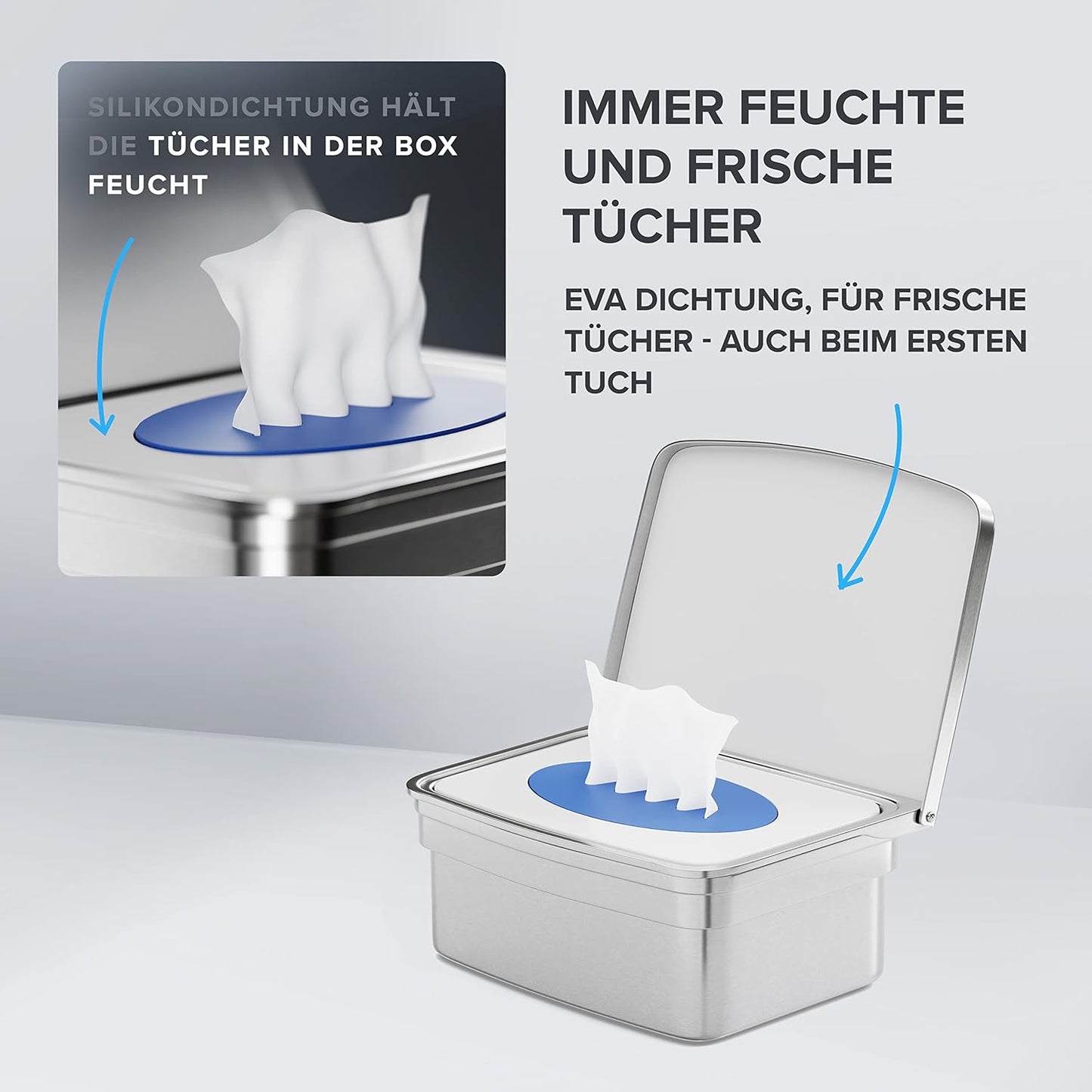Feuchttücher-Aufbewahrungsbox, Silber Zum Kleben
