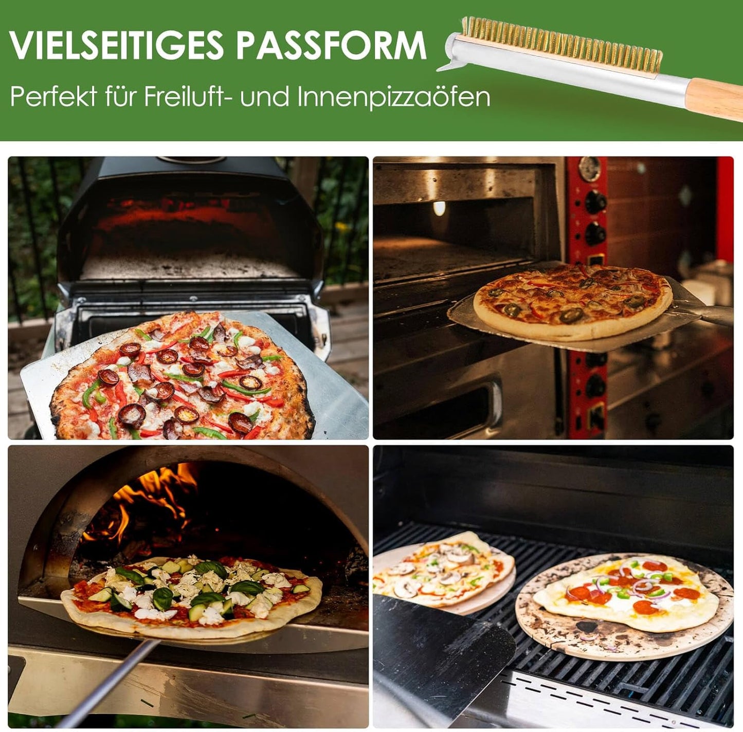 Pizzaofen-Bürste mit Schaber