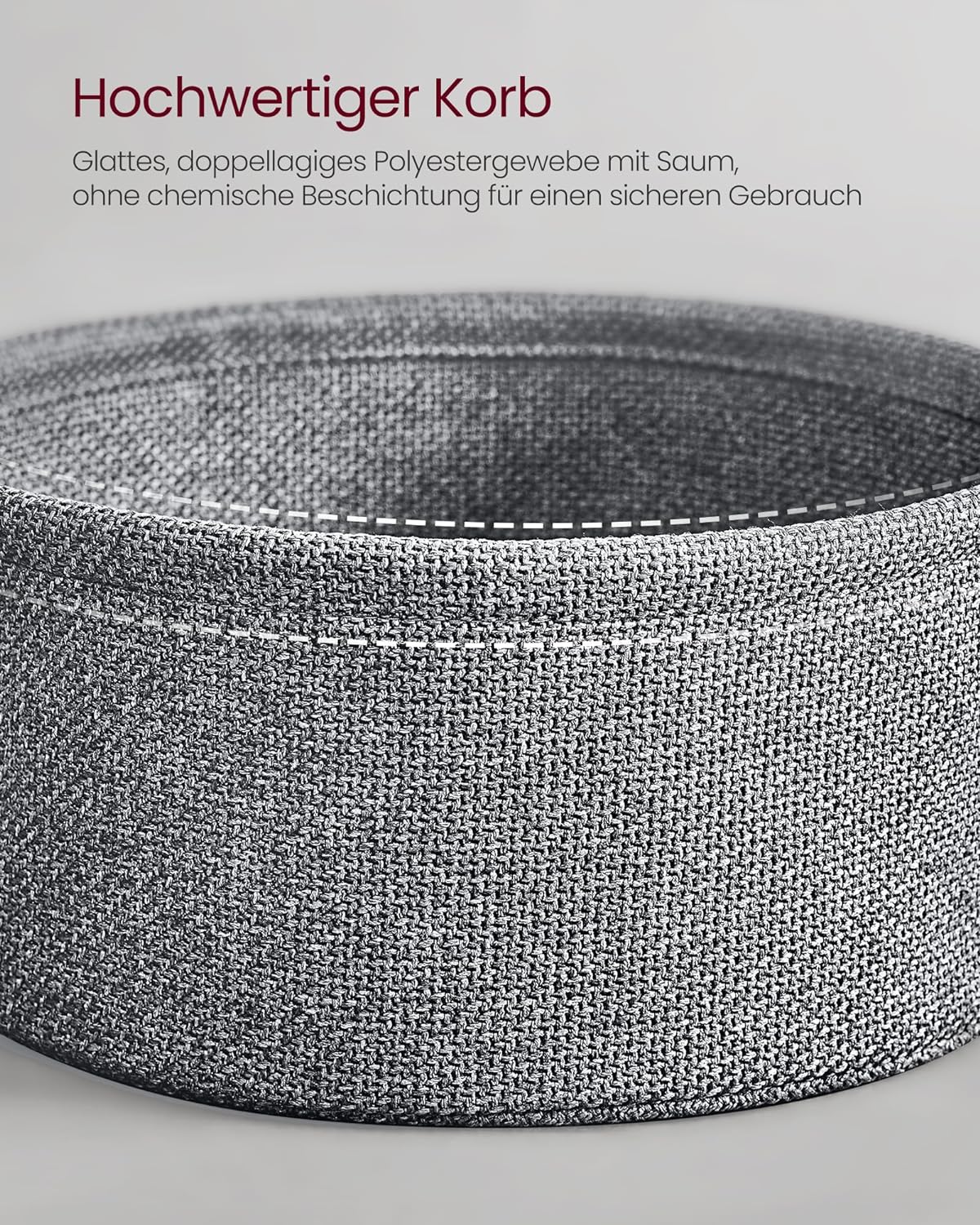 Runder Beistelltisch mit Steckdose und Stoffkorb, Taubengrau + Schiefergrau