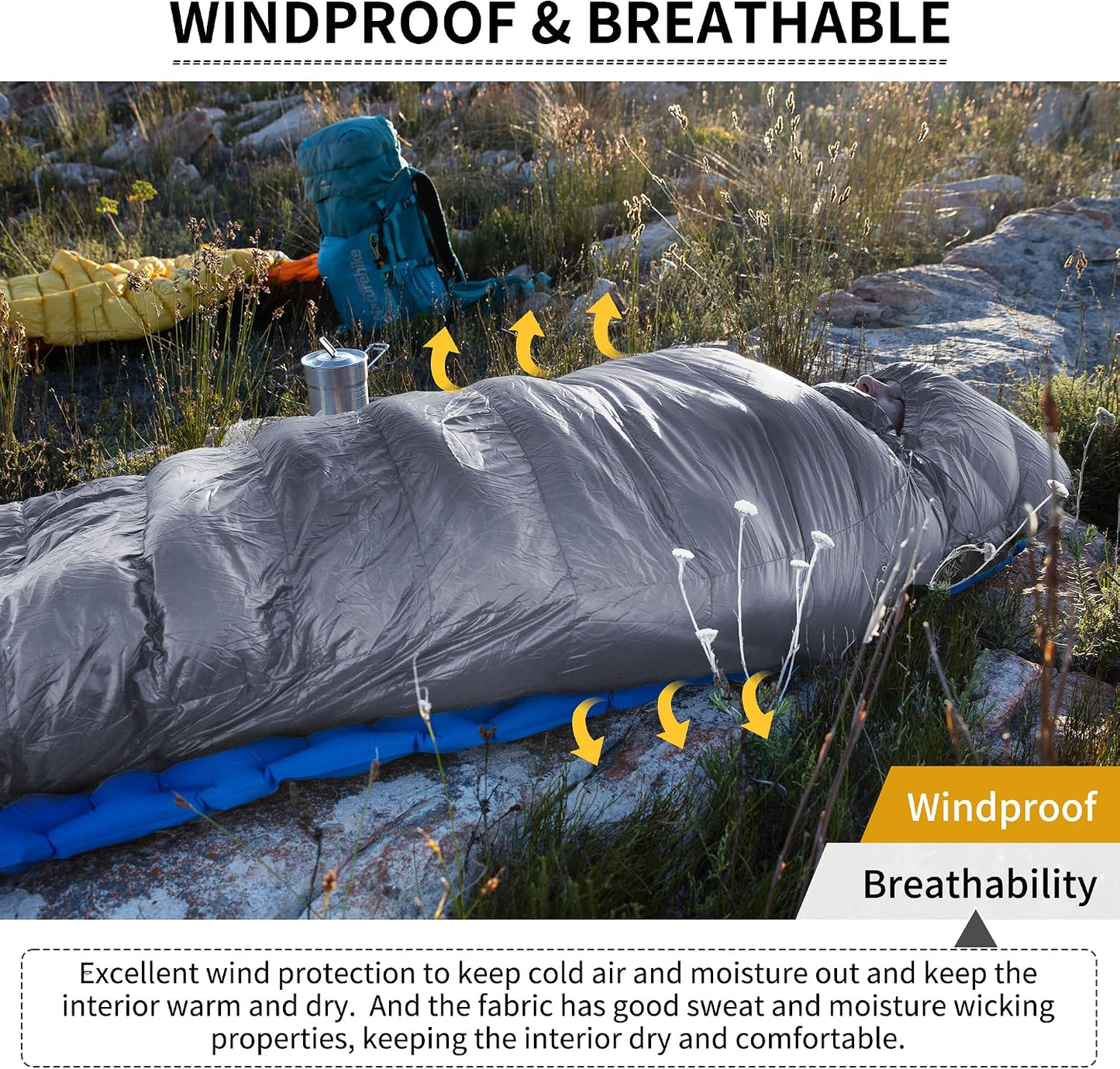 Ultraleichter Daunenschlafsack, CW1000/Grau/M CW1000 (-11℃)
