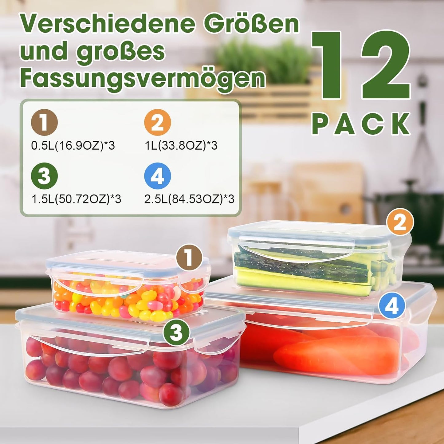 12-teiliges Frischhaltedosen-Set, MB-04-12PCS