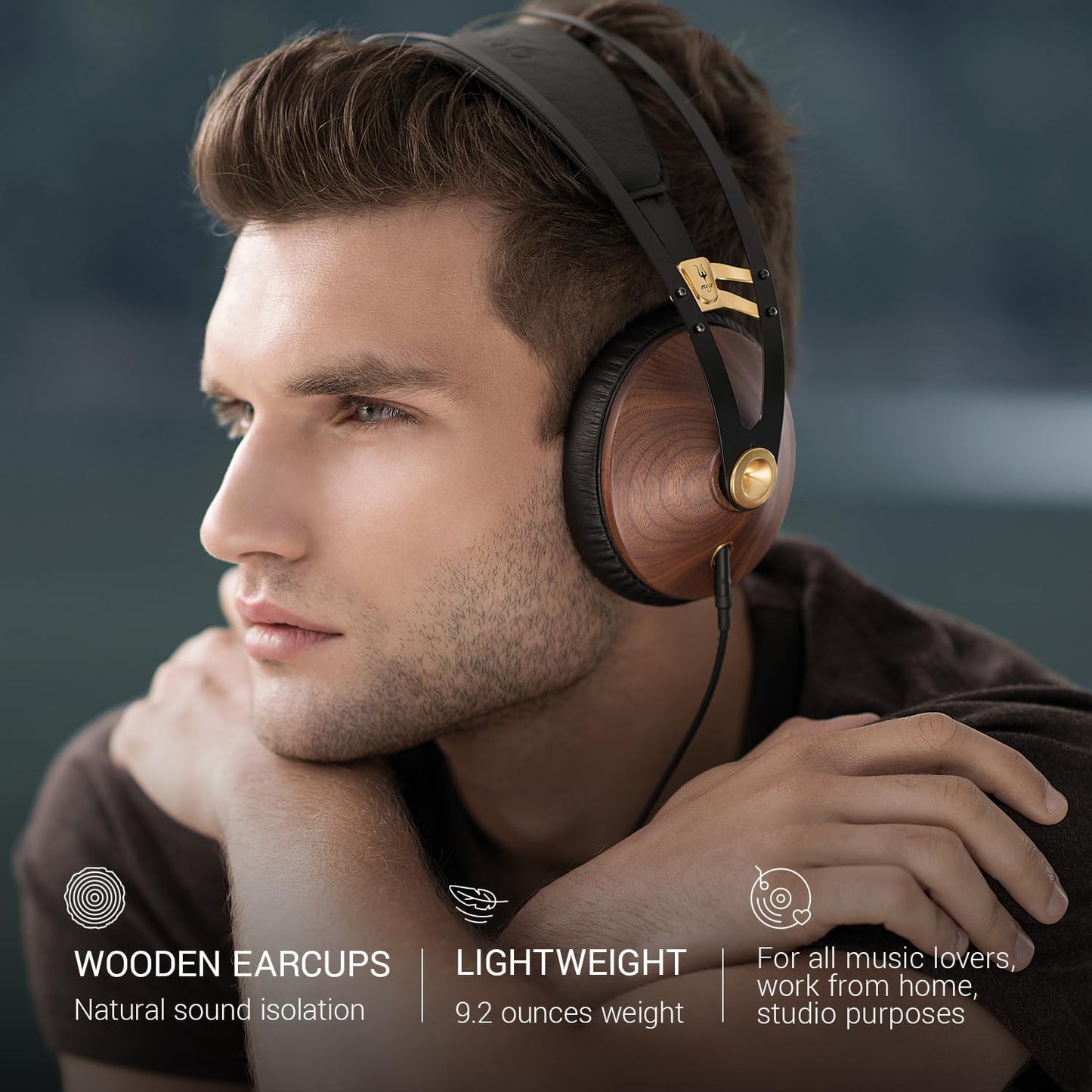 Over-Ear-Kopfhörer, Braun, Gold