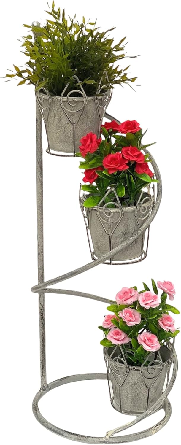 Blumentreppe mit 3 Töpfen, Vintage-Look, Modell 96131