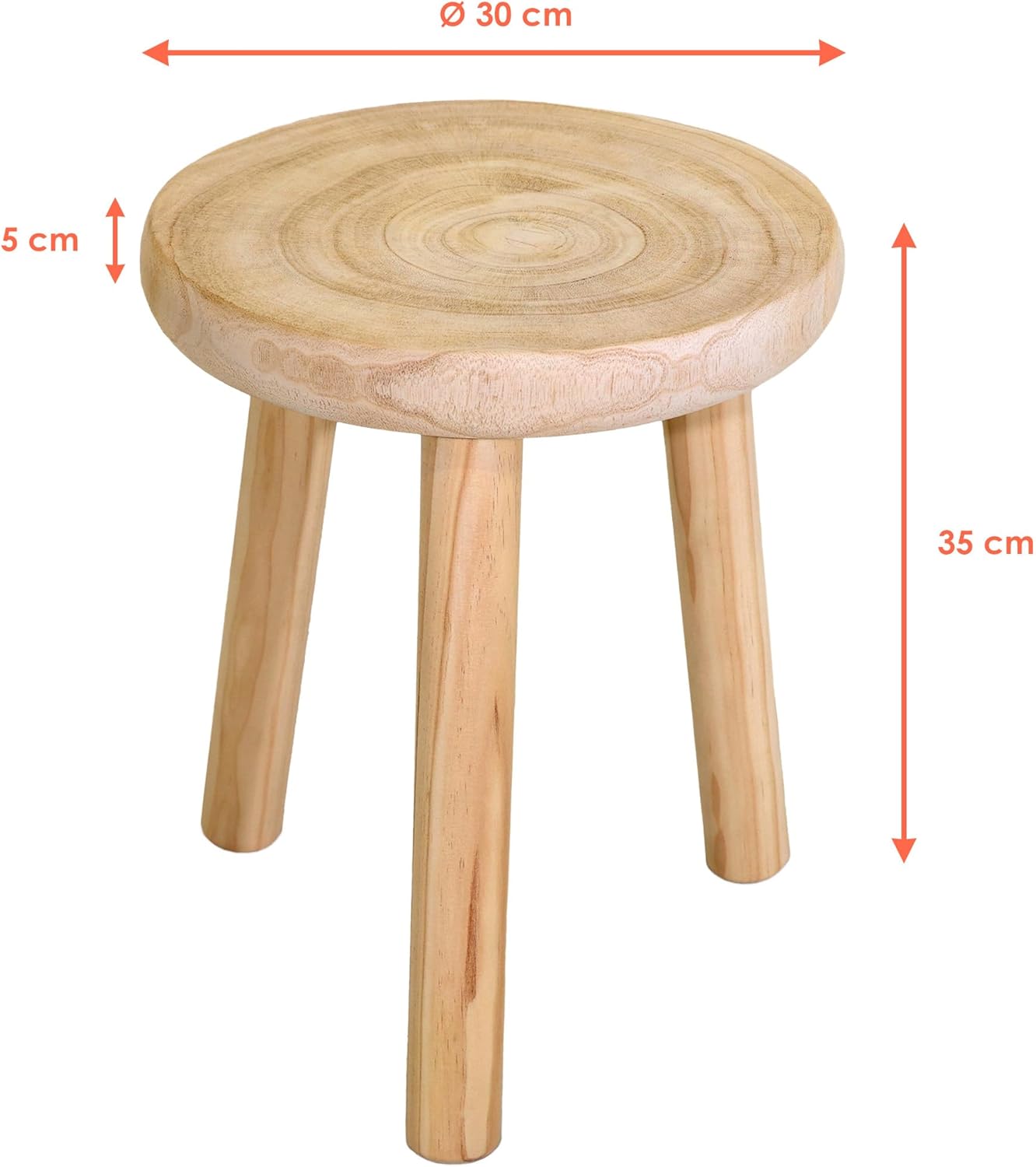 Holz Blumenhocker mit 3 Beinen (30 cm), klein / 35 x 30 cm