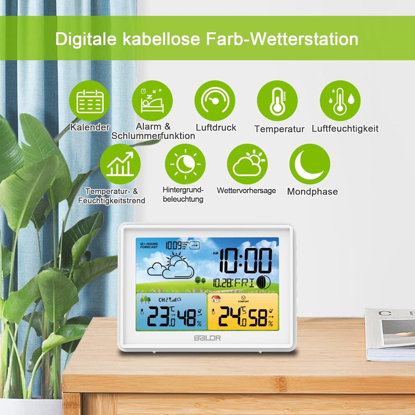 Wetterstation mit Aussensensor, Weiß