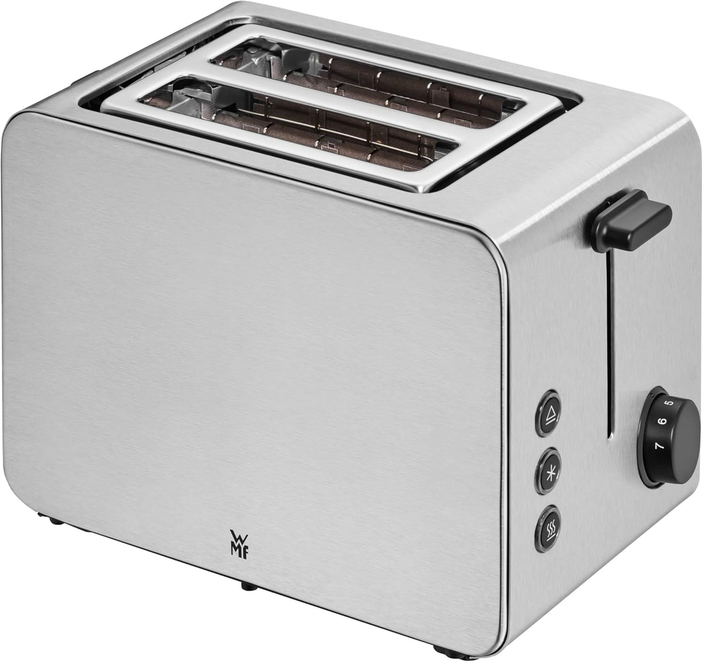 Toaster mit Brötchenaufsatz und Bagel-Funktion, Stelio - 2 Scheiben - Edelstahl matt - Doppelschlitz