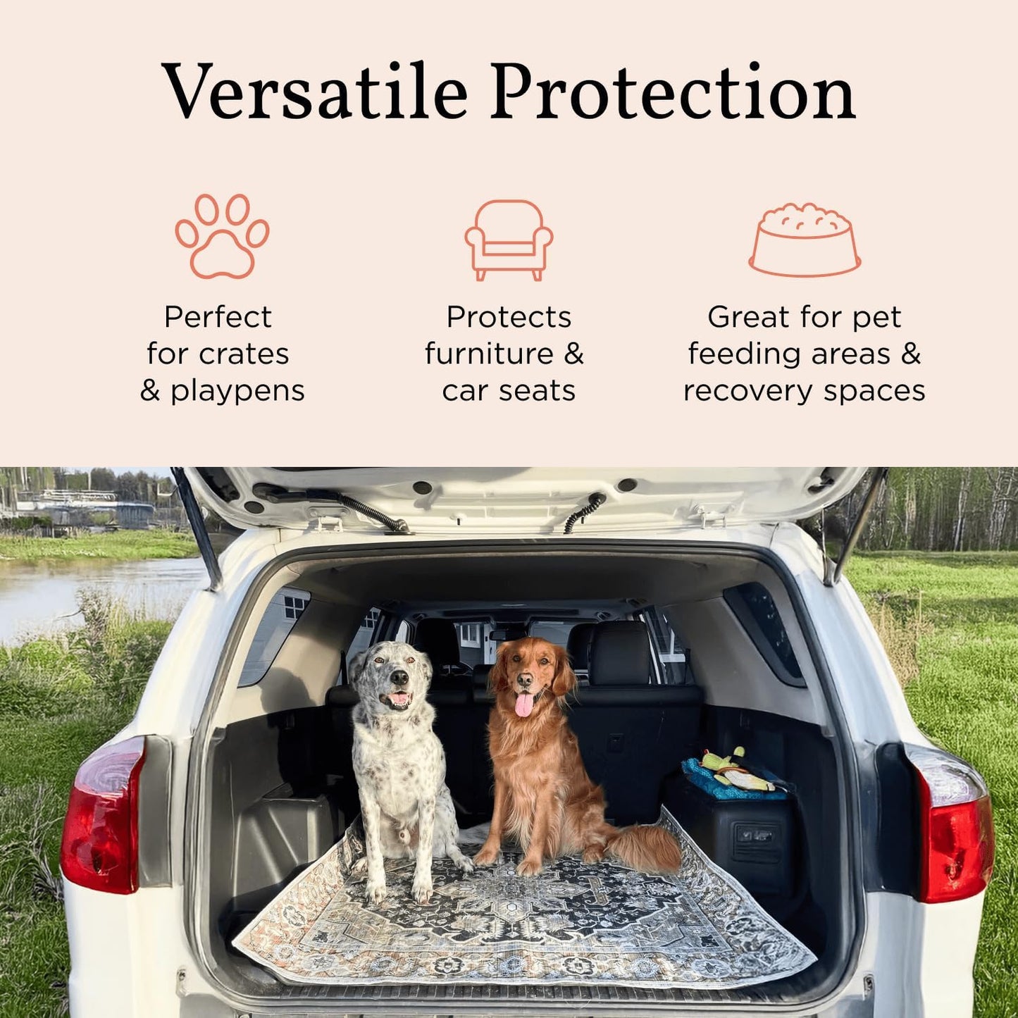 2er-Pack Waschbare Hundematten, Karamellcreme